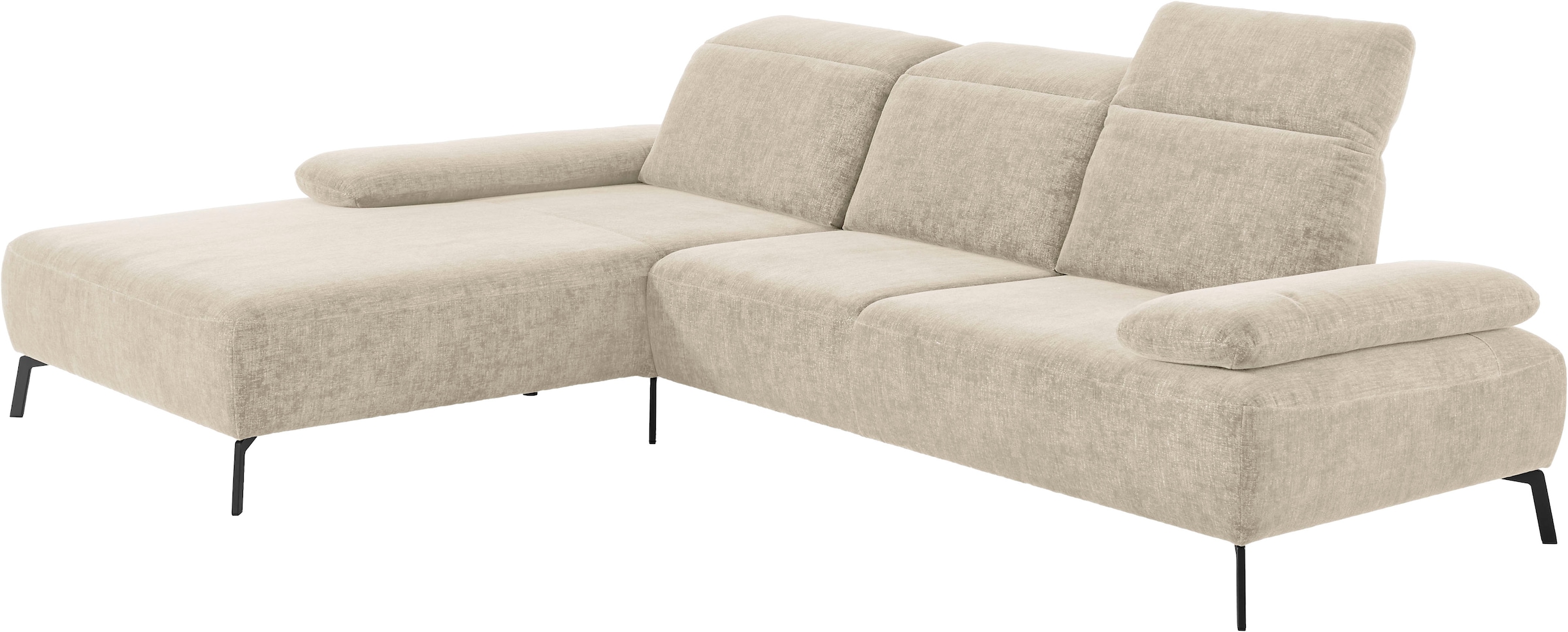 Home affaire Ecksofa »Liora, L-Form mit verstellbarem Kopfteil, Breite 291 cm« klappbare Armlehne, Tonnentaschenfederkern&saugroboterfreundliche Höhe