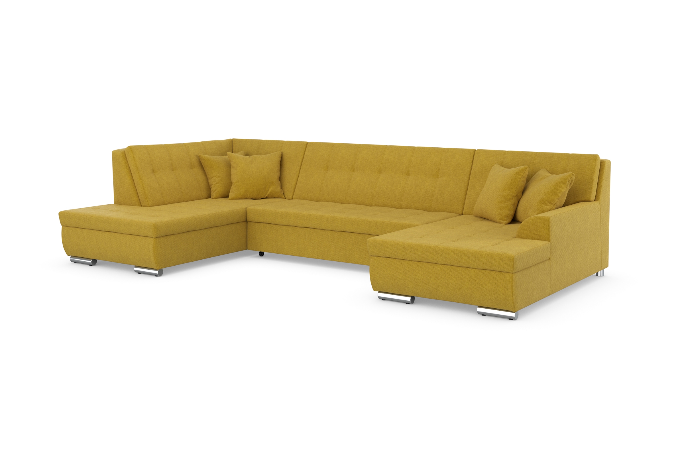DOMO collection Wohnlandschaft »Treviso incl. Zierkissen, moderne Steppung, XXL: B/T/H: 364/201/83 cm«, wahlweise mit Bettfunktion, in vielen Bezugsarten auch in Cord U-Form