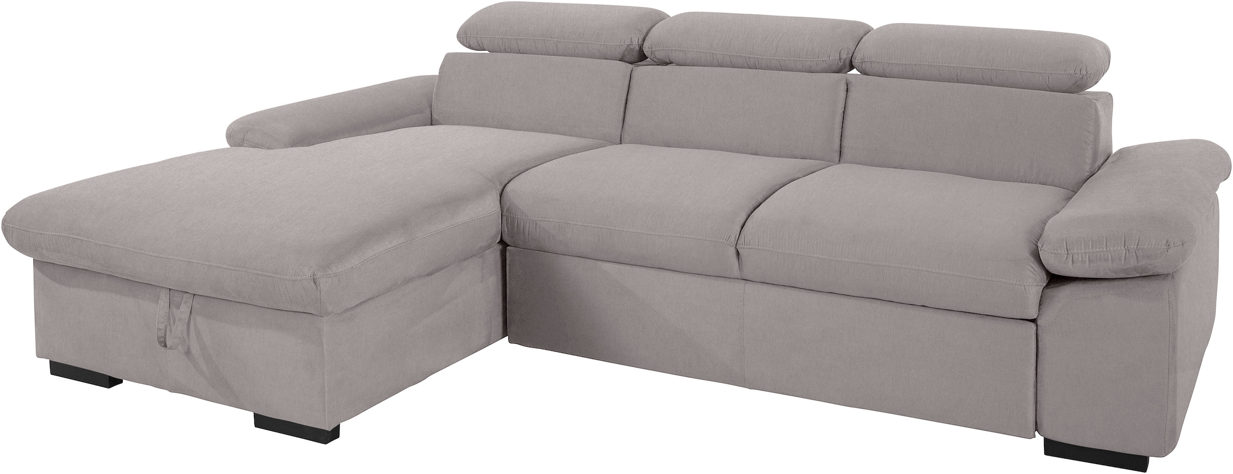 COTTA Ecksofa »Lola L-Form mit Kopfteilfunktion & Hocker«, (Set, mit Hocker), wahlweise mit Bettfunktion, Bettkasten & Armteilverstellung