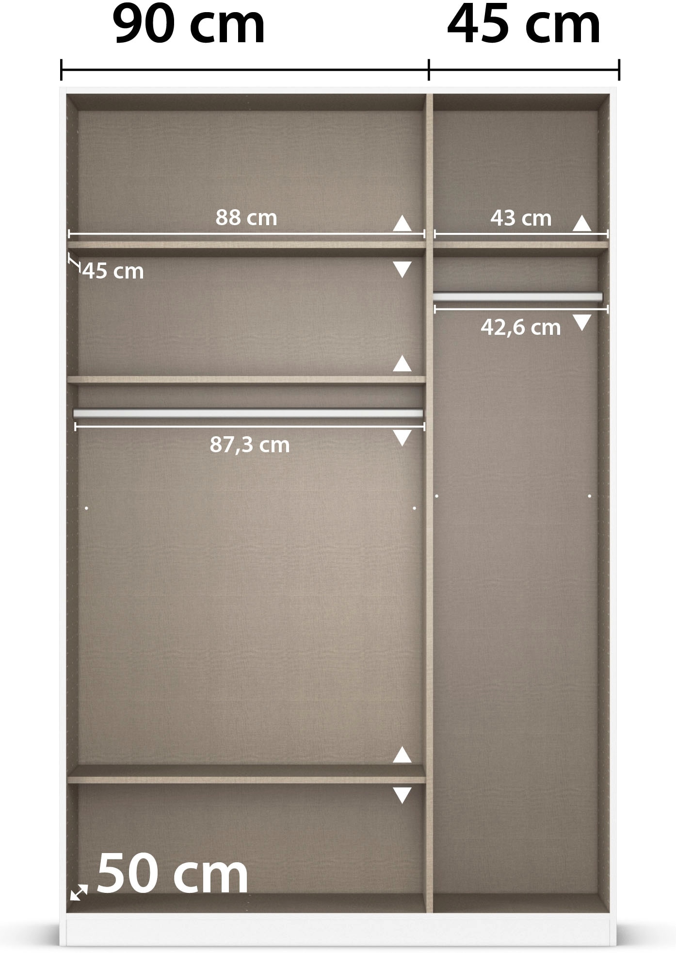 rauch Drehtürenschrank »Kleiderschrank Kleiderschränke Schrank Garderobe AGORDO mit Glasfront«, (in zwei Griff-Farben), durchdachte Innenausstattung, in 6 Breiten und 2 Höhen MADE IN GERMANY