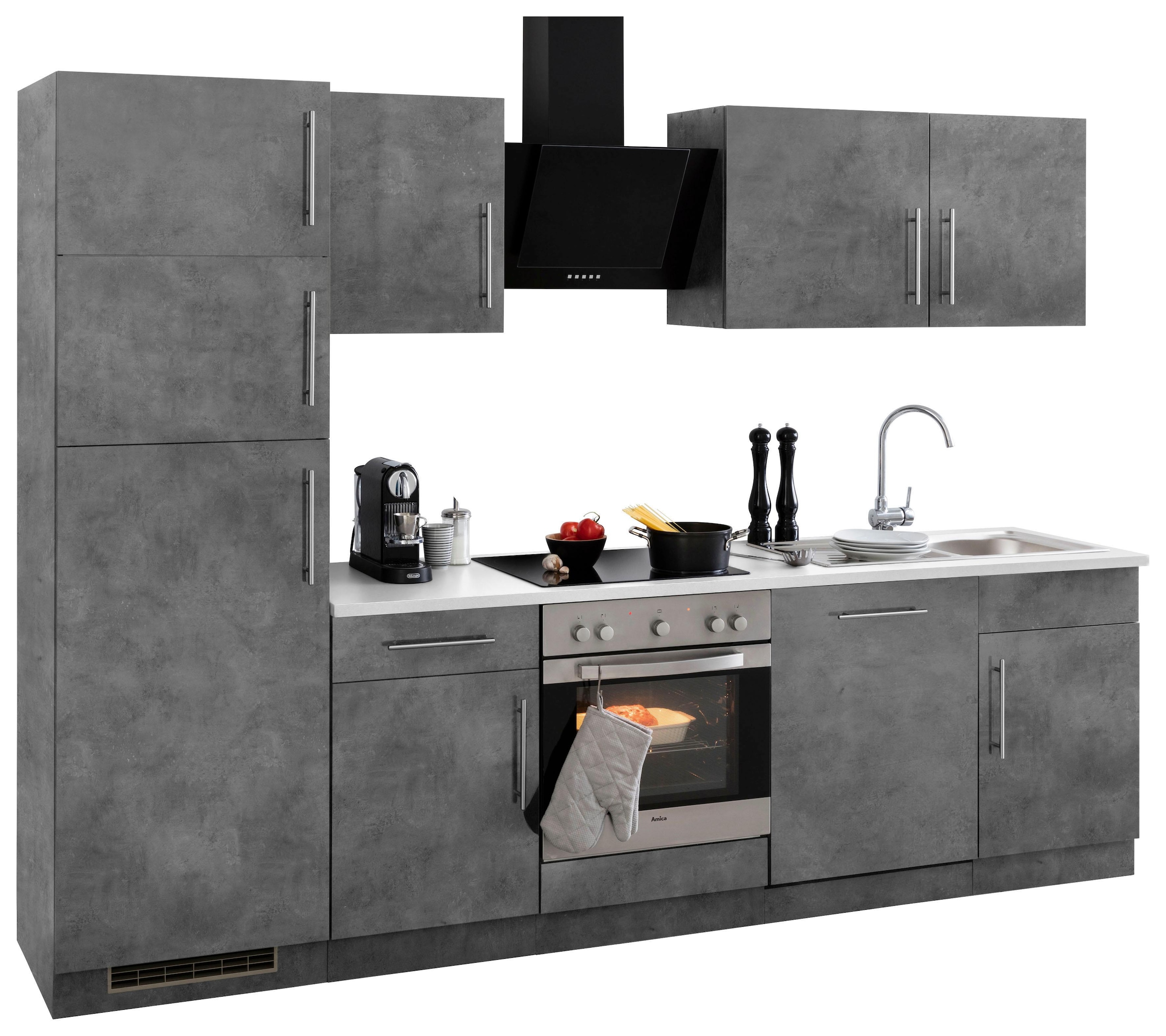 wiho Küchen Küchenzeile »Cali«, mit cm 280 bestellen auf Kühl-Gefrierkombination, Raten Breite E-Geräten und