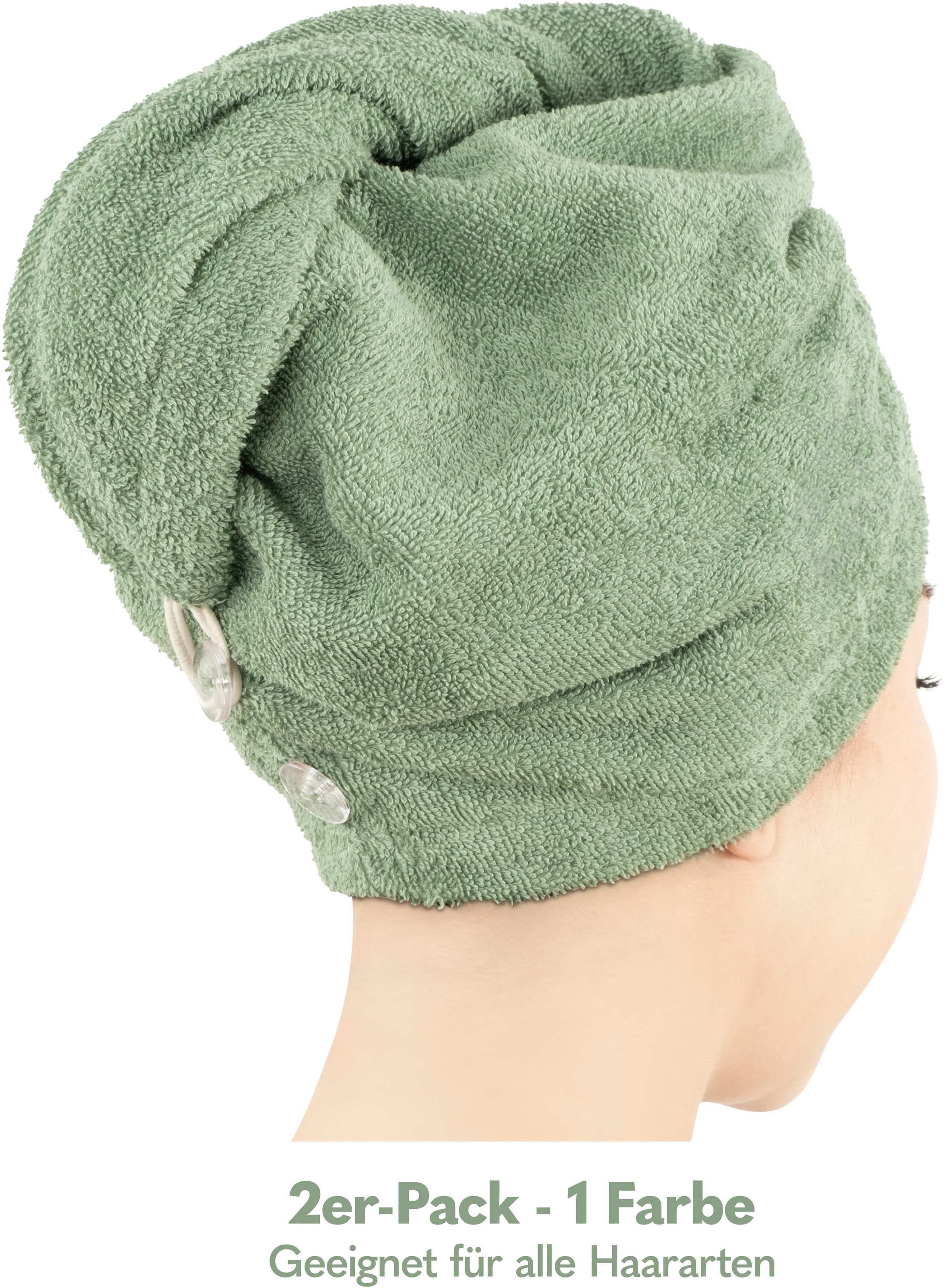 HAMMETEX Turban-Handtuch »2er Set Haarturban Damen, 100% Baumwolle, Flauschig & Schnelltrocknend«, (Set, 2 St., 2), Uni-Farben, weich