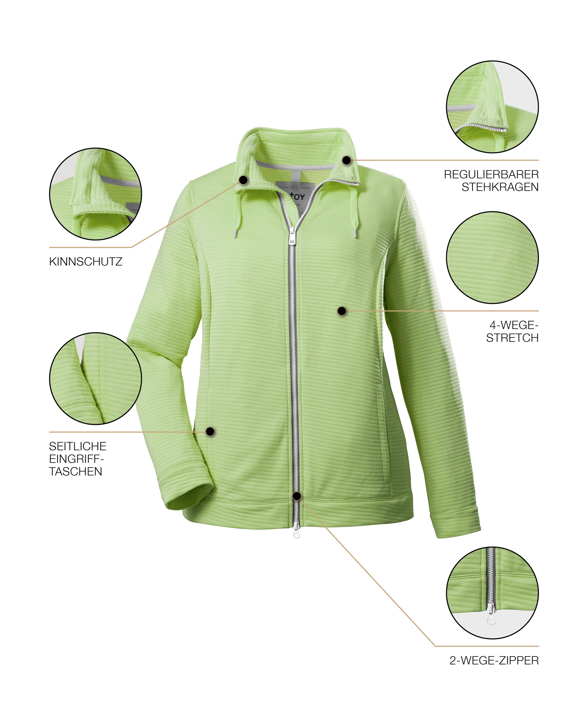 STOY Strickjacke »STS 13 WMN FLX JCKT«, Leichte Powerstretchjacke mit 4-Wege-Stretch und Kinnschutz