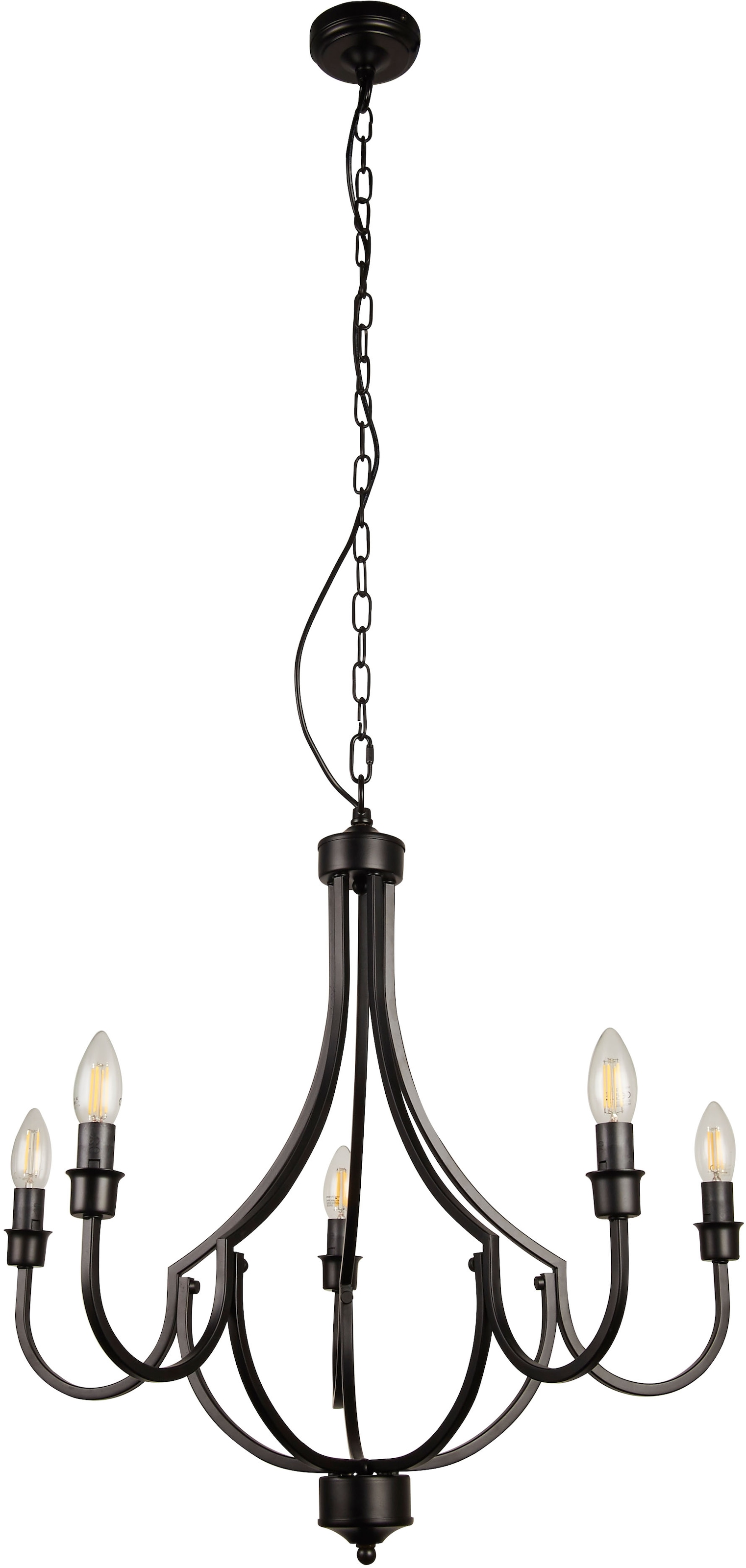 Searchlight Kronleuchter »Lodge 5Lt Pendant - Black Metal« E14 1 Stk.