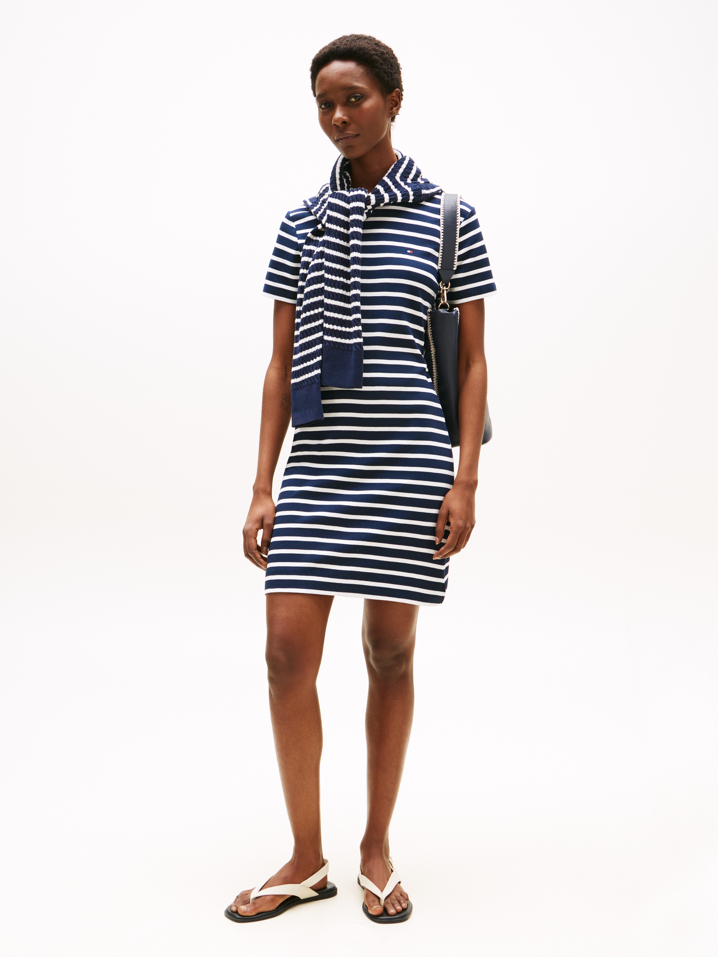 Tommy Hilfiger Shirtkleid »NEW CODY STR SLIM SHORT DRS SS«, mit allover Streifendessin, Logo-Flag