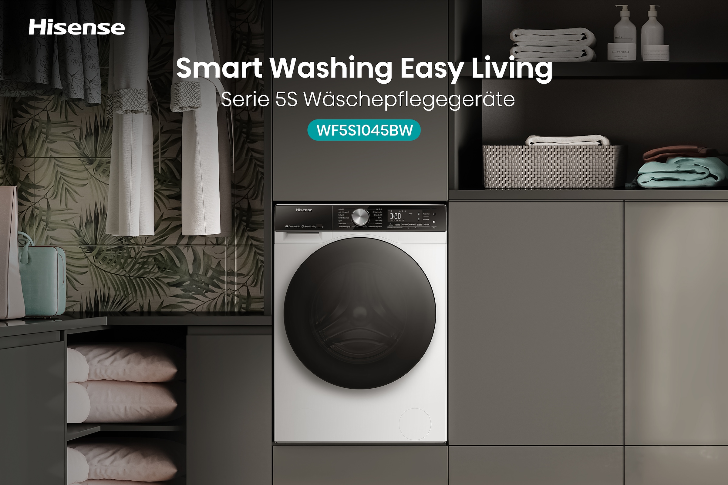 Hisense Waschmaschine »WF5S1045BW«, 10,5 kg, 1400 U/min, AutoDosing