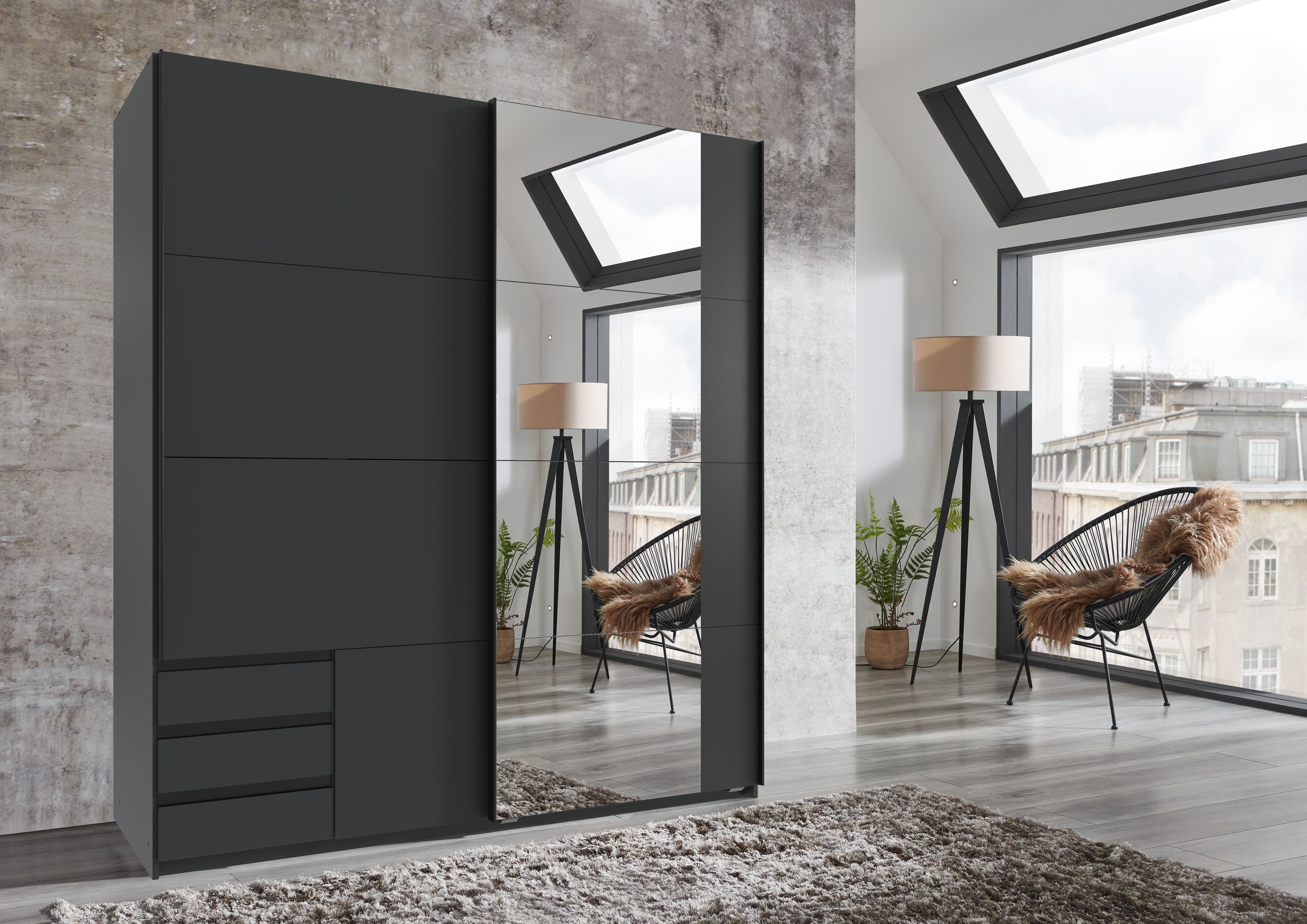 Wimex Schwebetürenschrank »Emden moderner Kleiderschrank mit Spiegel und Sc günstig online kaufen