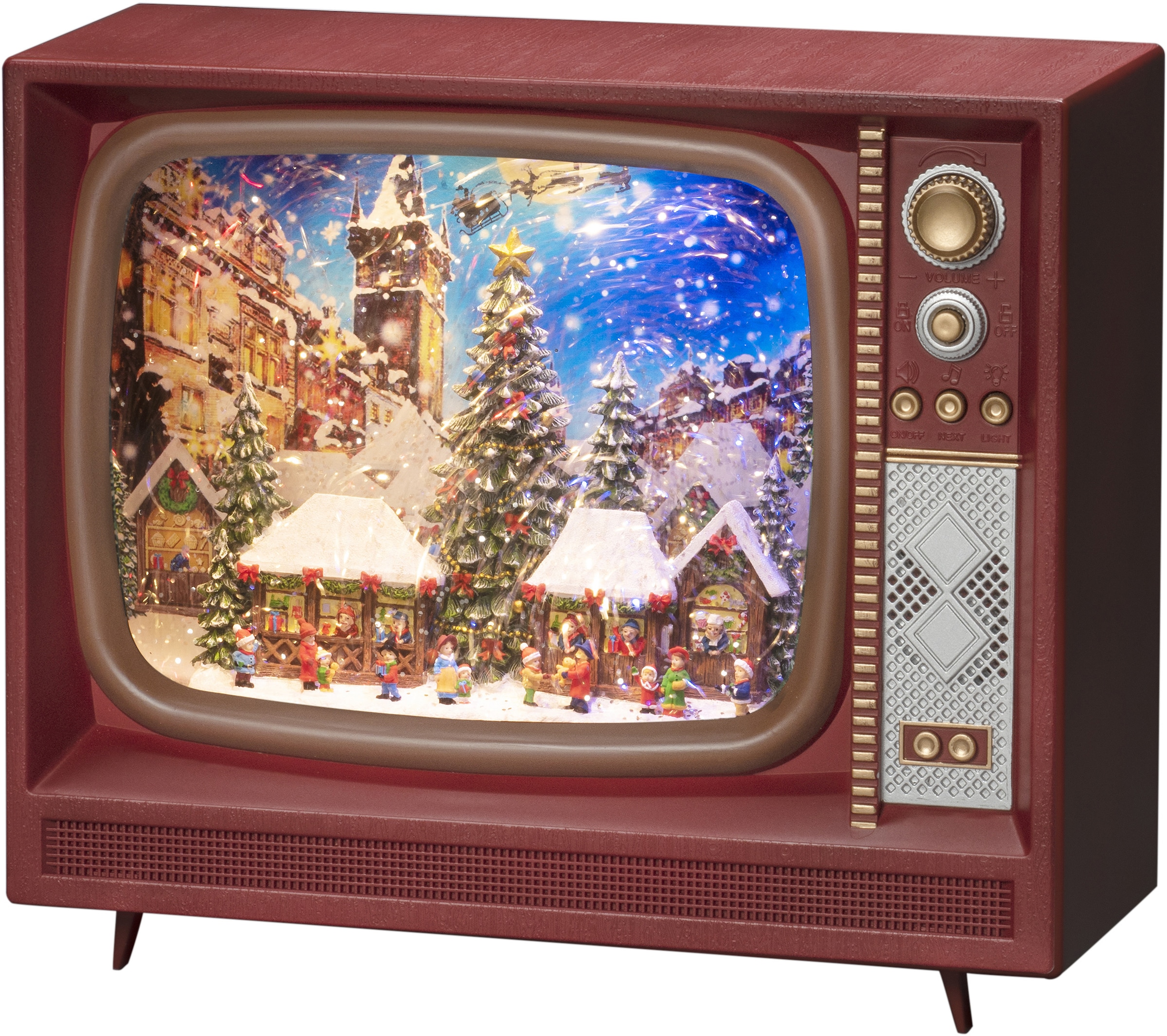 KONSTSMIDE LED Laterne »Weihnachtsdeko«, Wasserlaterne, bestellen LED Fernseher, Musik auf flammig-flammig, mit braun, 5 Rechnung Weihnachtsmarkt\