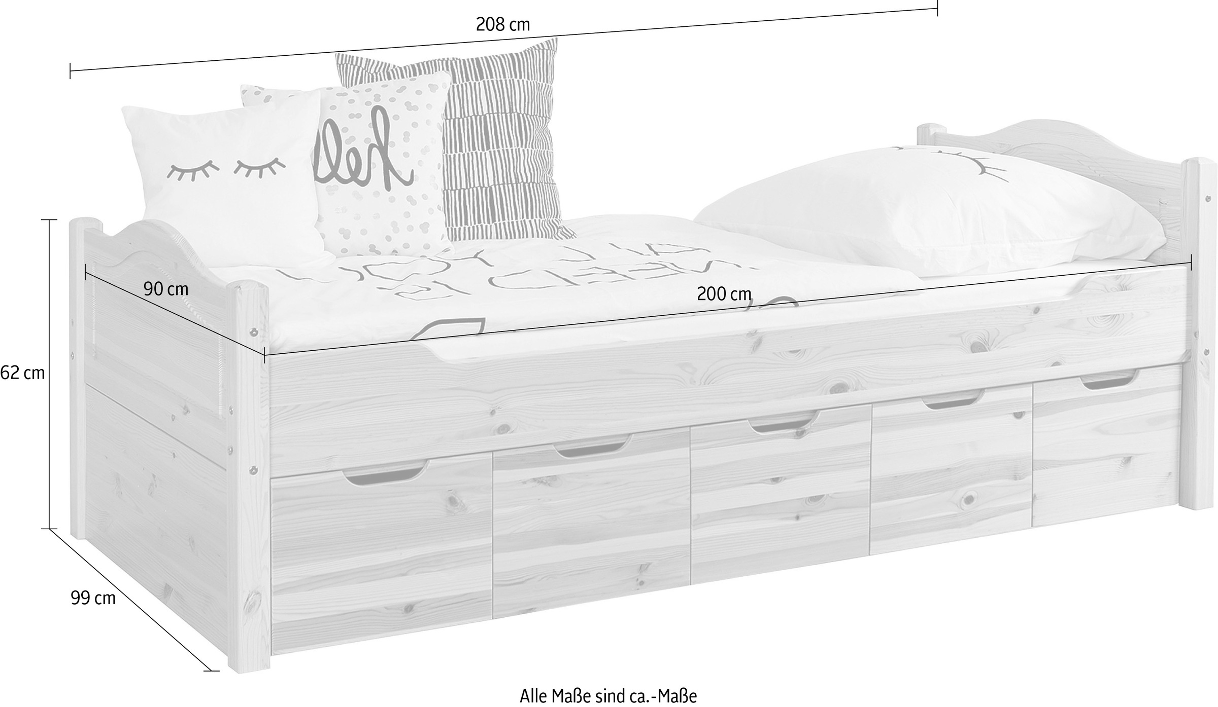 Ticaa Daybett »Leni« mit 5 Schubkästen