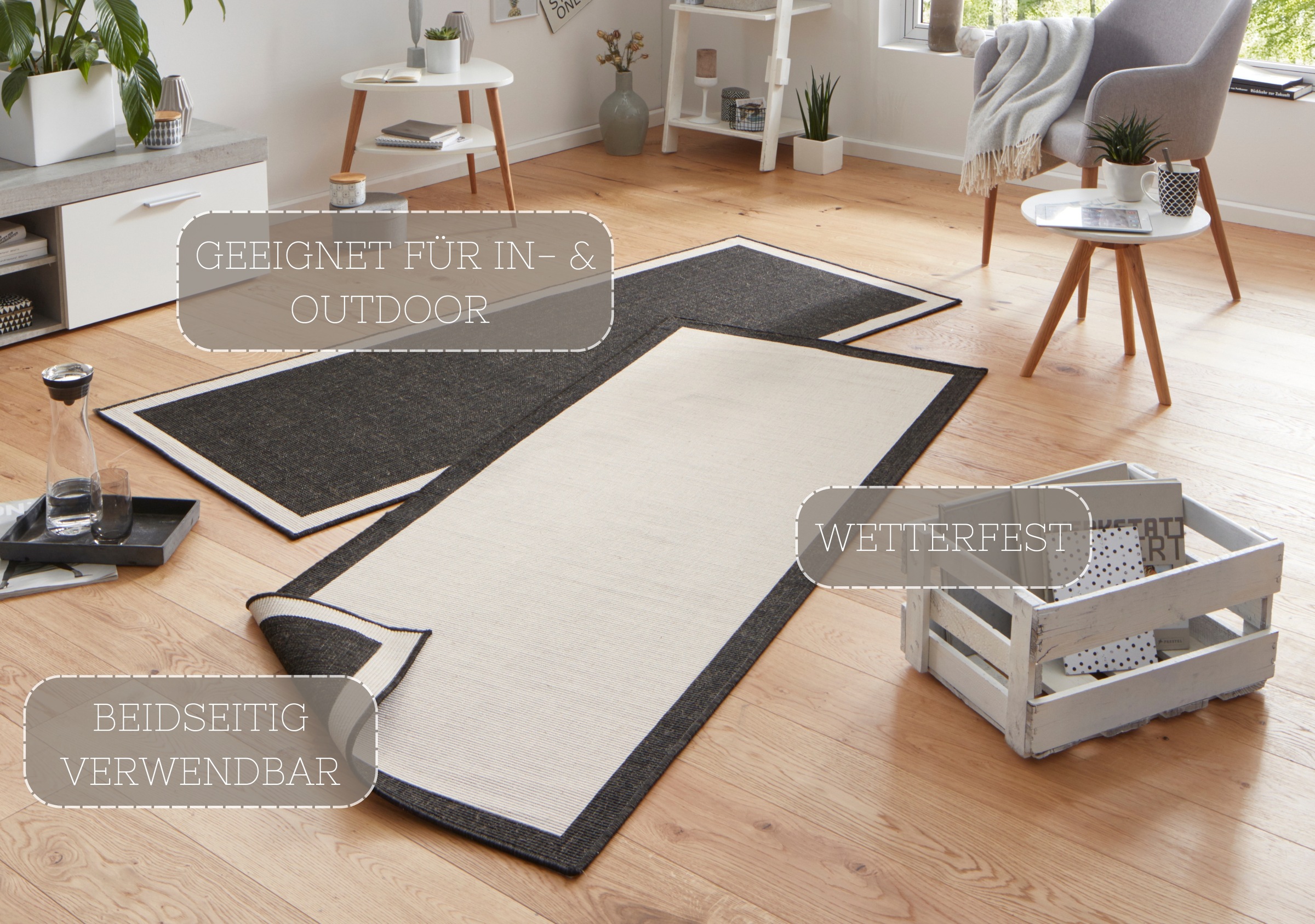 HANSE Home Teppich »Panama Wendeteppich«, rechteckig, 5 mm Höhe, In-& Outdoor, Wetterfest, Balkon, Läufer, Wohnzimmer, Wasserfest