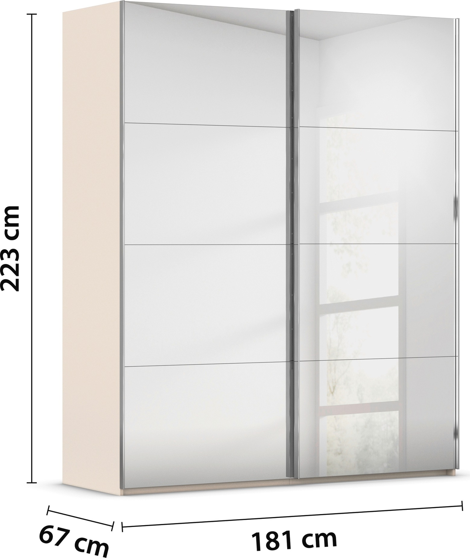 rauch Schwebetürenschrank »Kleiderschrank Schrank Garderobe Schlafzimmerschrank SCALE-FYRA«, edle viergeteilte Türen, Spiegelfront und viele Farben MADE IN GERMANY