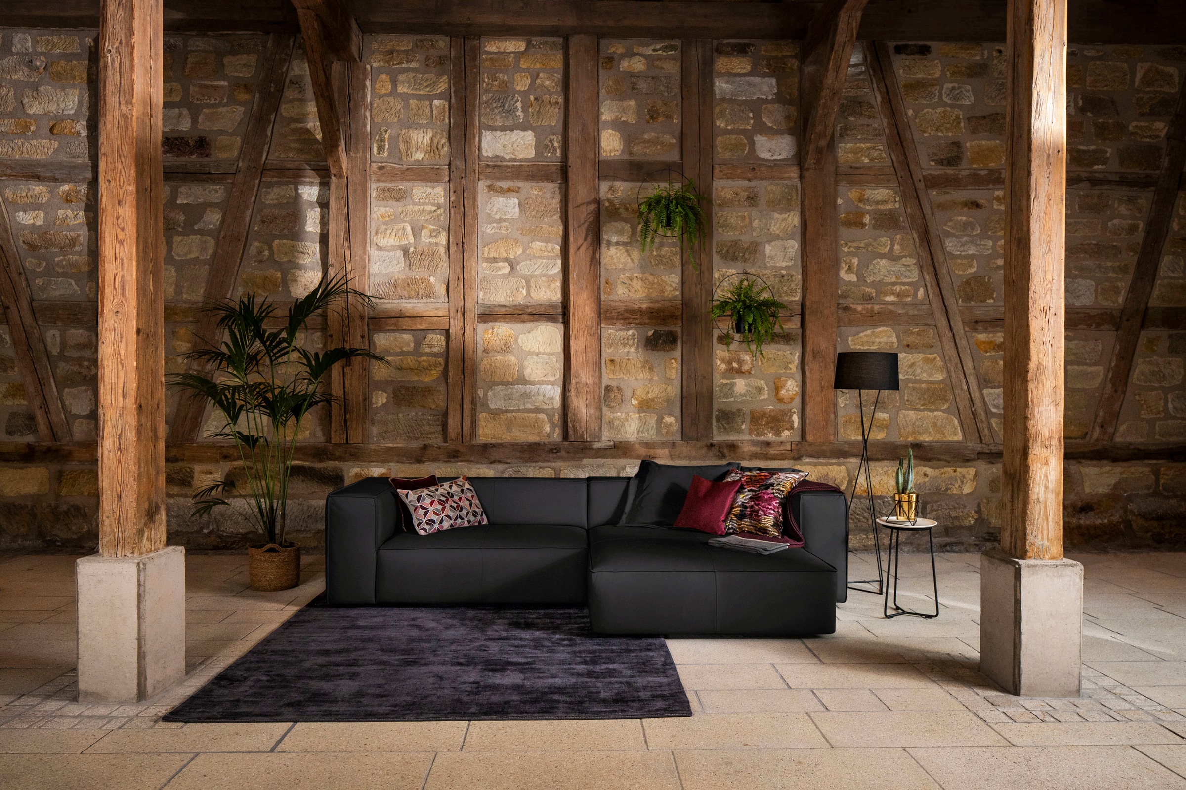 W.SCHILLIG Ecksofa »around-the-block« inklusive Hocker, mit eleganter Biese, mit Federkern