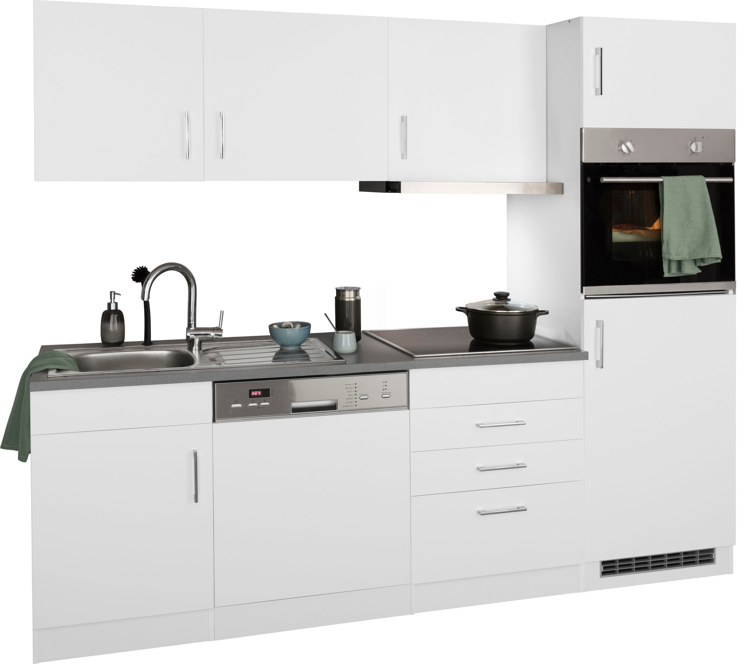HELD MÖBEL Küchenzeile »Paris«, mit E-Geräten, Breite 230 cm, wahlweise mit Induktionskochfeld