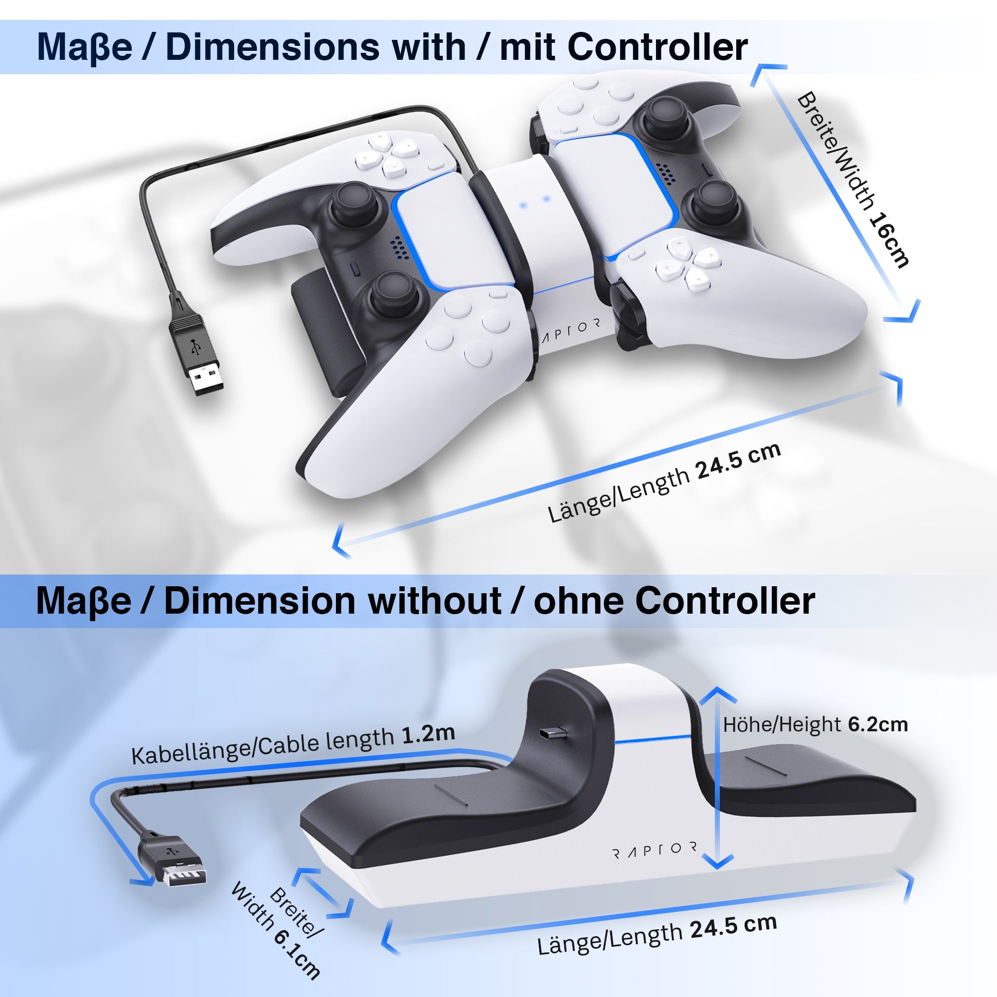 Raptor-Gaming Akku-Ladestation »Ladestation Playstation 5 für 2 Controll«