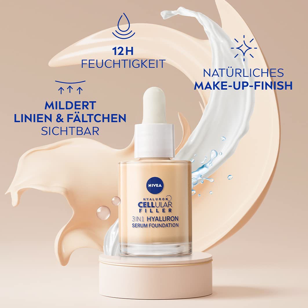 Nivea Foundation »CELLULAR 3IN1 HYALURON SERUM FOUNDATION« mit natürlicher Deckkraft, für kleine Unebenheiten und Rötungen