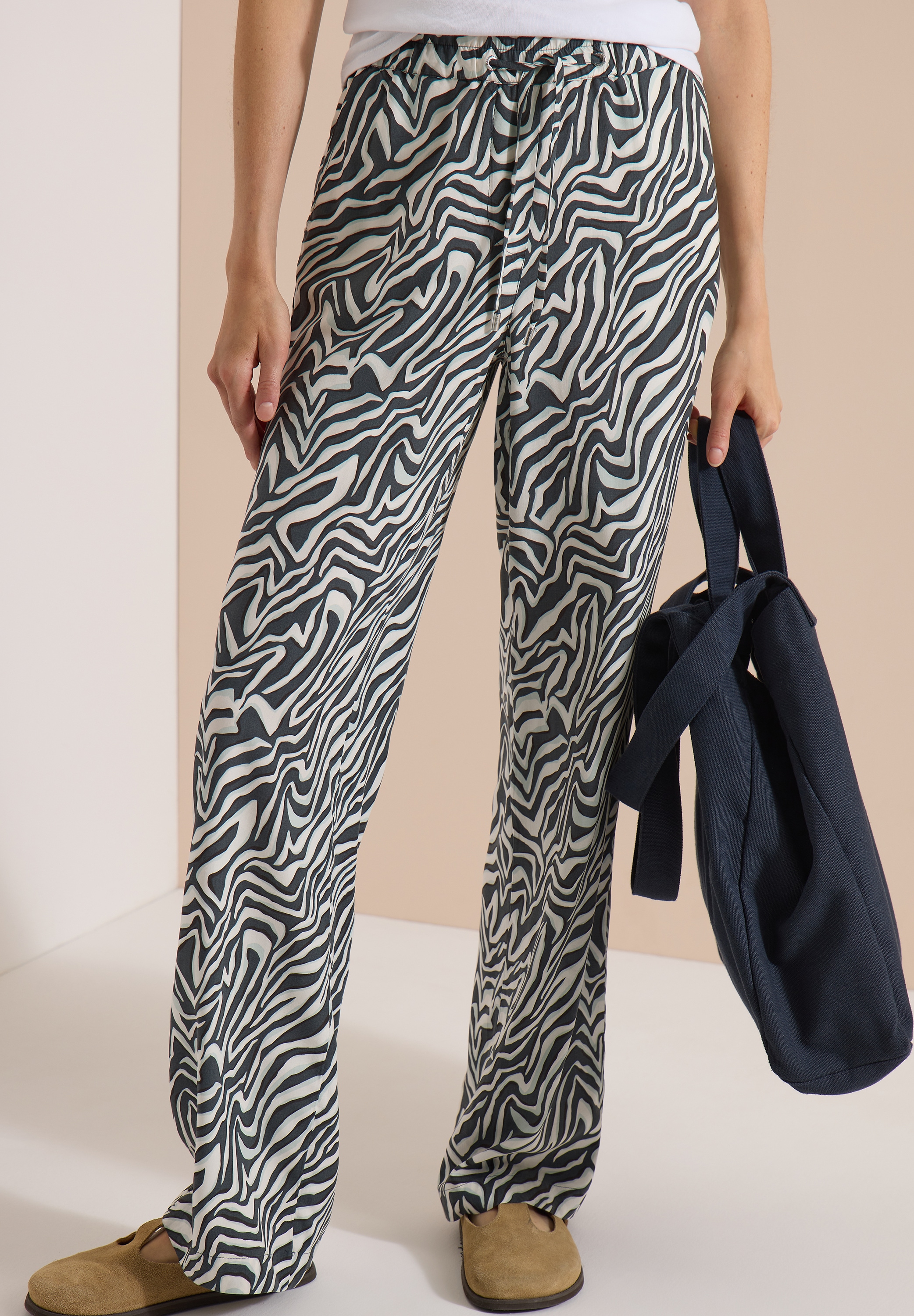 Cecil Stoffhose  Sommerhose, abstrahierter Zebraprint, Elastikbund