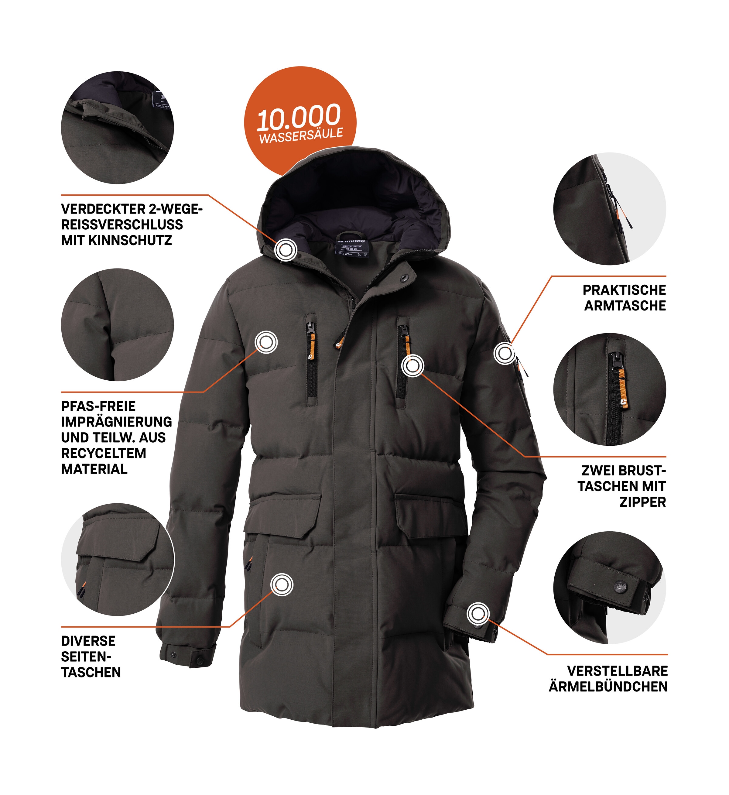 Killtec Steppmantel »KOW 238 BYS QLTD PRK« Winddichter, wasserabweisender Kinderparka mit verstellbaren Ärmeln