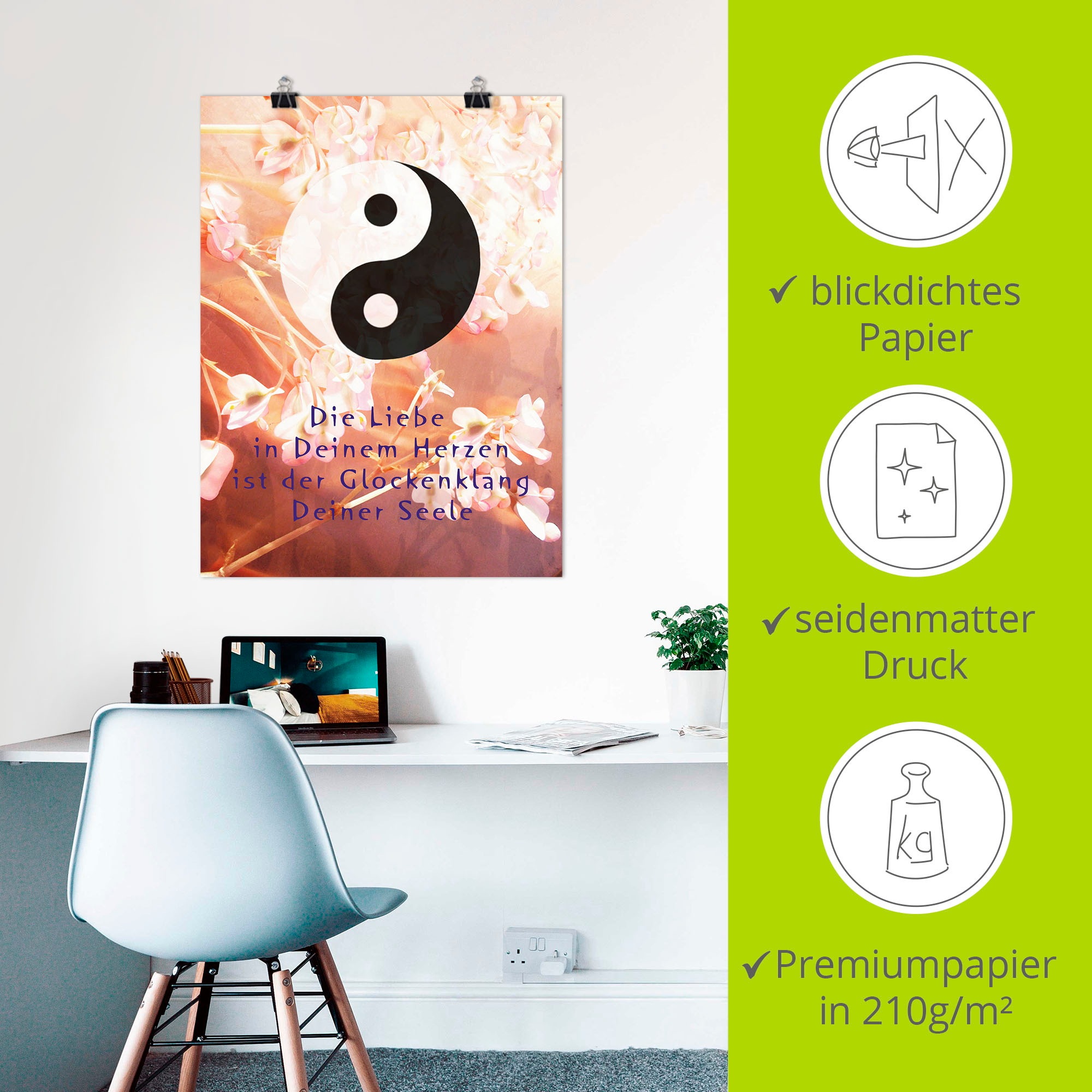 Artland Wandbild »Yin Yang Glockenklang«, Spirituelle Bilder, (1 St.), als Poster, Wandaufkleber in verschied. Größen