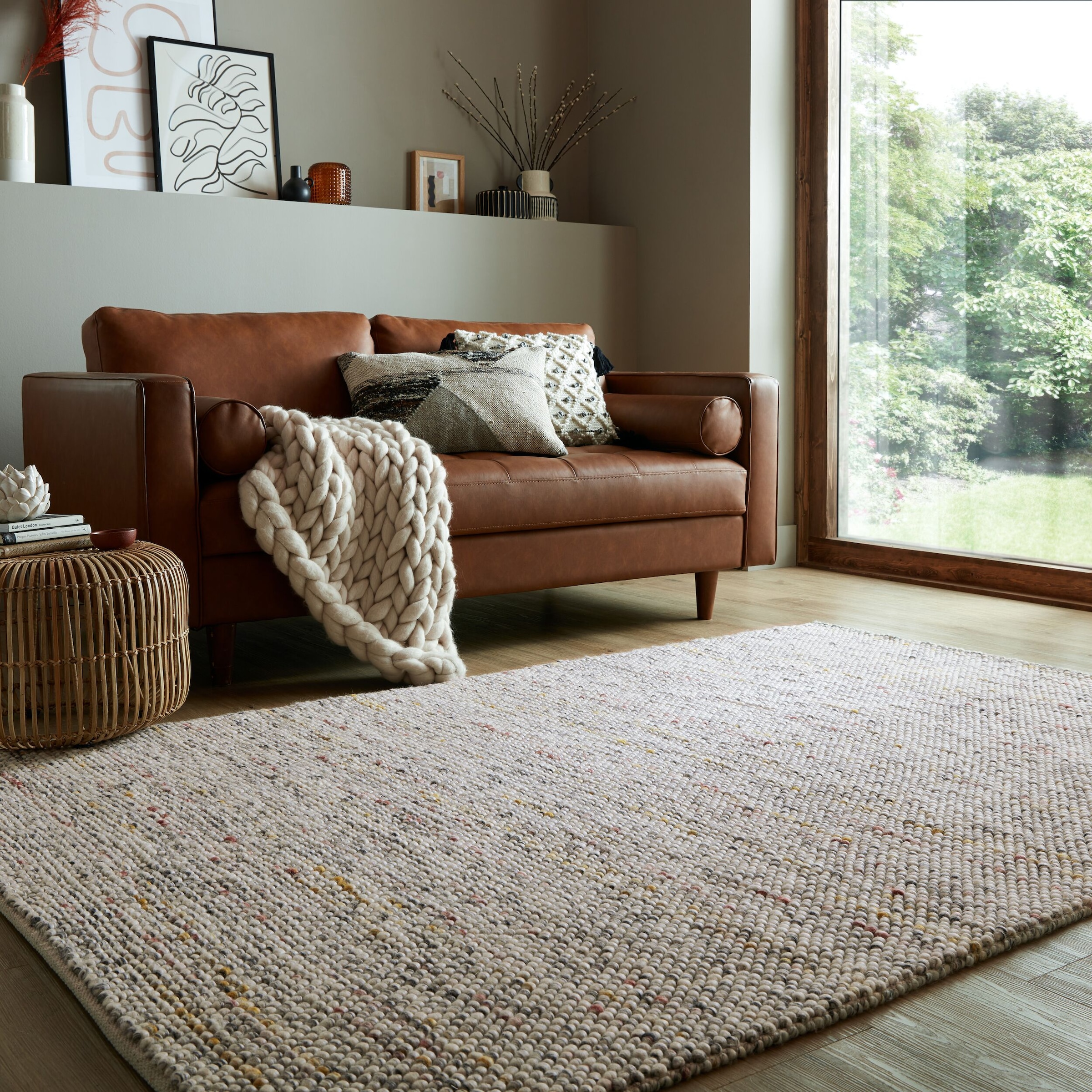 FLAIR RUGS Teppich »Minerals«, rechteckig, 3 mm Höhe, Neutraler Teppich aus mineralischer Wollmischung