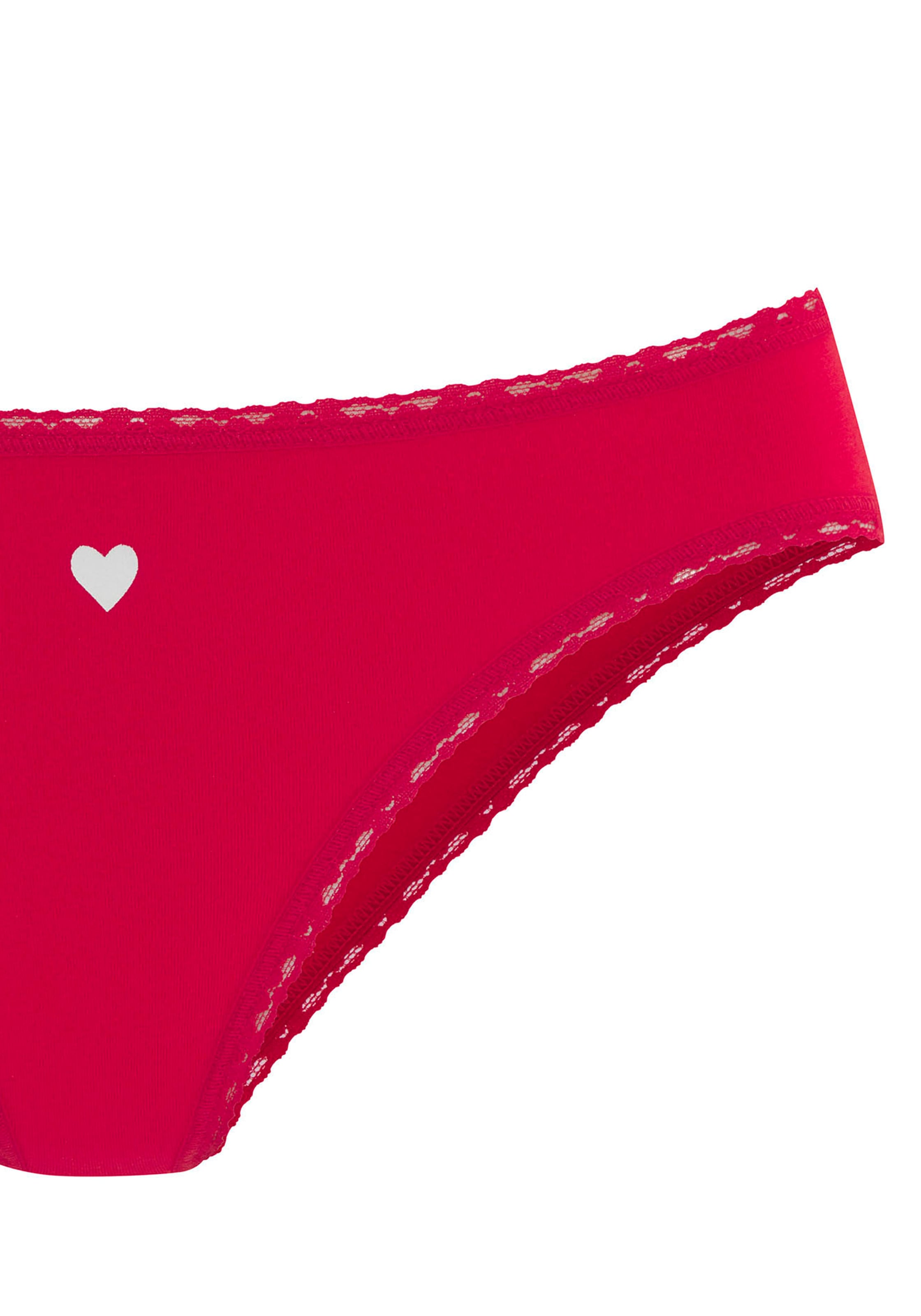 LASCANA Jazz-Pants Slips, (5er-Pack), mit süßen Herzchen-Prints und aus elastischer Baumwoll-Qualität