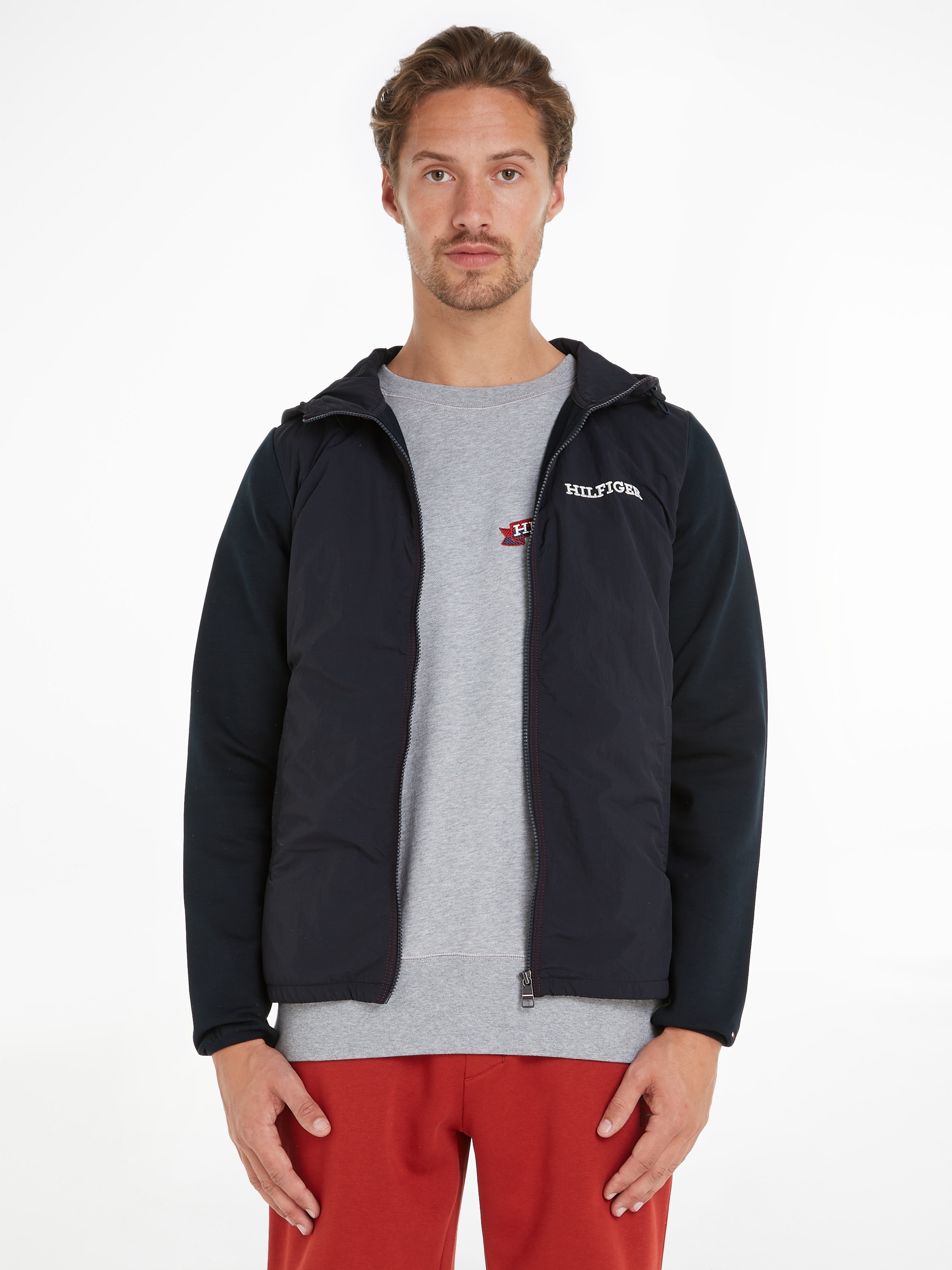 Tommy Hilfiger Sweatjacke »MONOTYPE MIX MEDIA HDD ZIP THRU«, mit Kapuze