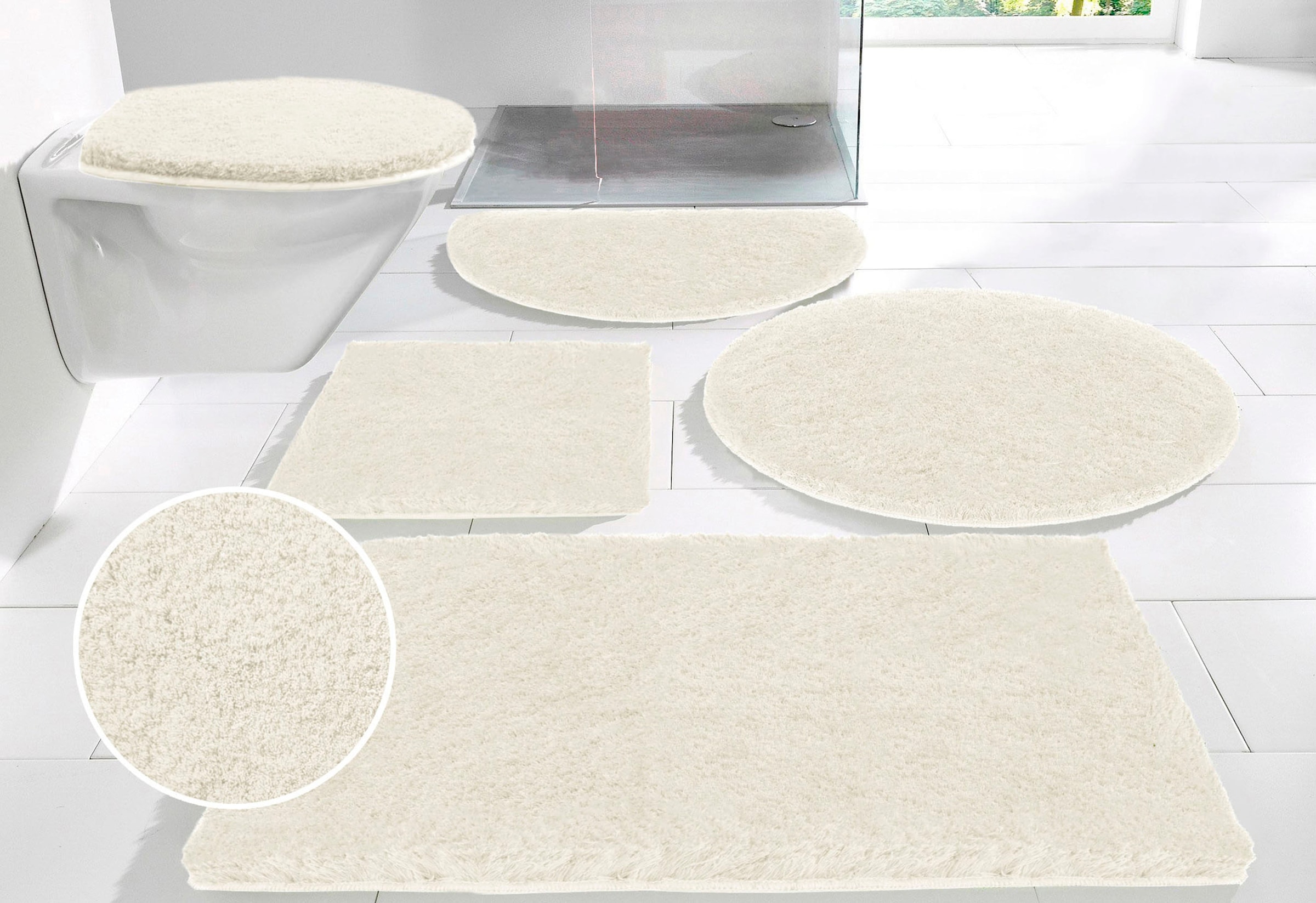 my home Badematte »Porto, sehr feiner Flor«, rutschhemmend beschichtet, fußbodenheizungsgeeignet-schnell trocknend-strapazierfähig, Badteppich, waschbar, Badematten auch als 3 teiliges Set erhältlich