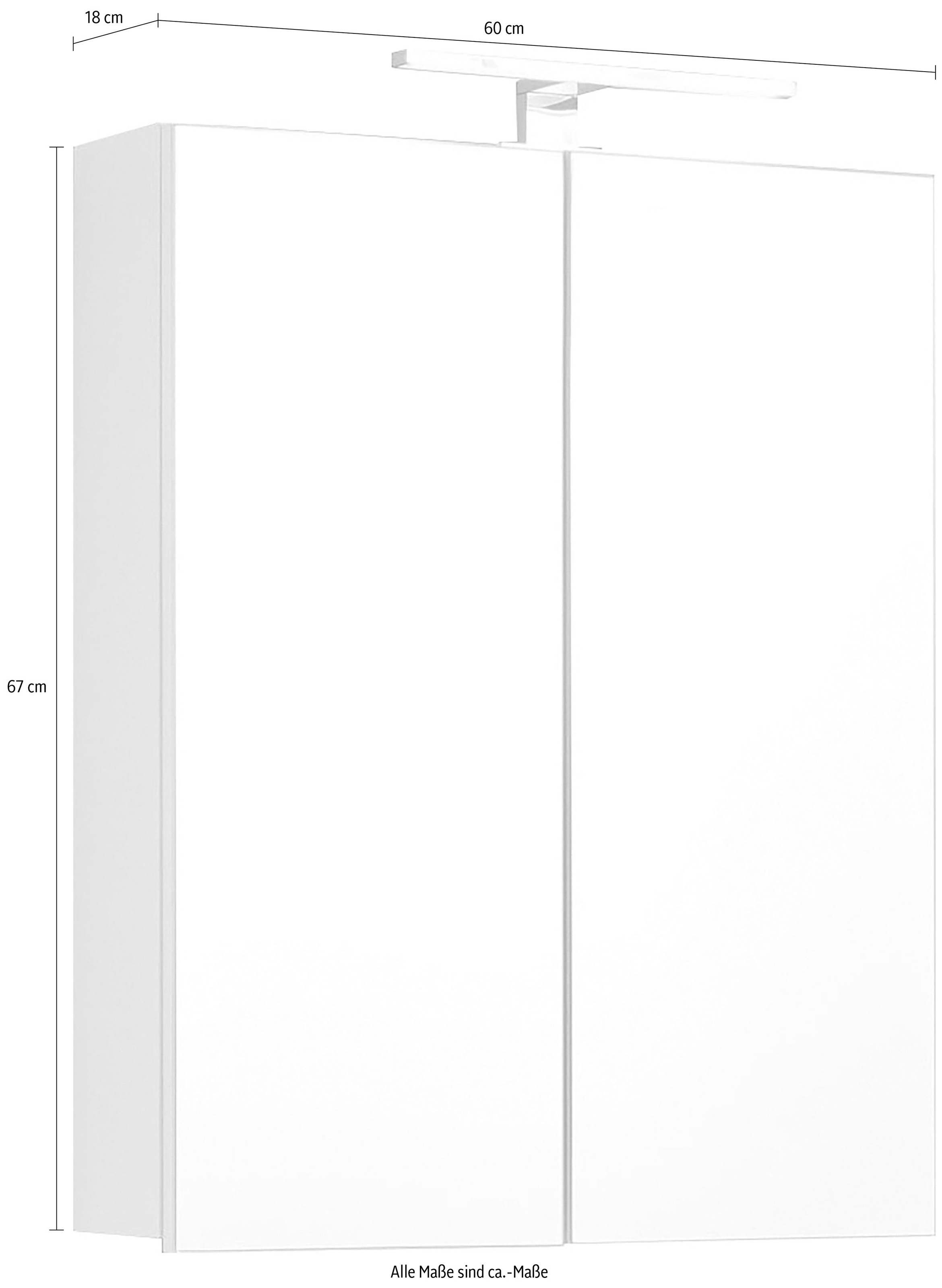 INOSIGN Spiegelschrank »Sovana«, Badschrank wahlweise mit oder ohne Beleuchtung - (B/T/H) 60/18/67 cm