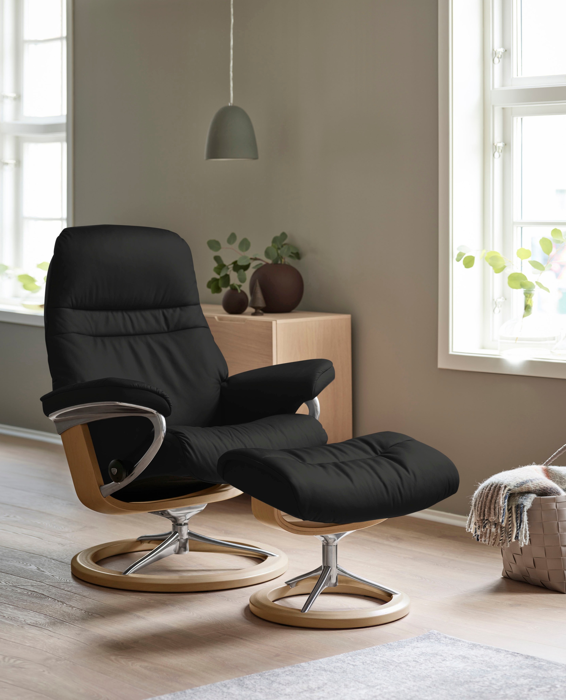 Stressless® Relaxsessel »Sunrise«, (Set, Relaxsessel mit Hocker), mit Signa günstig online kaufen