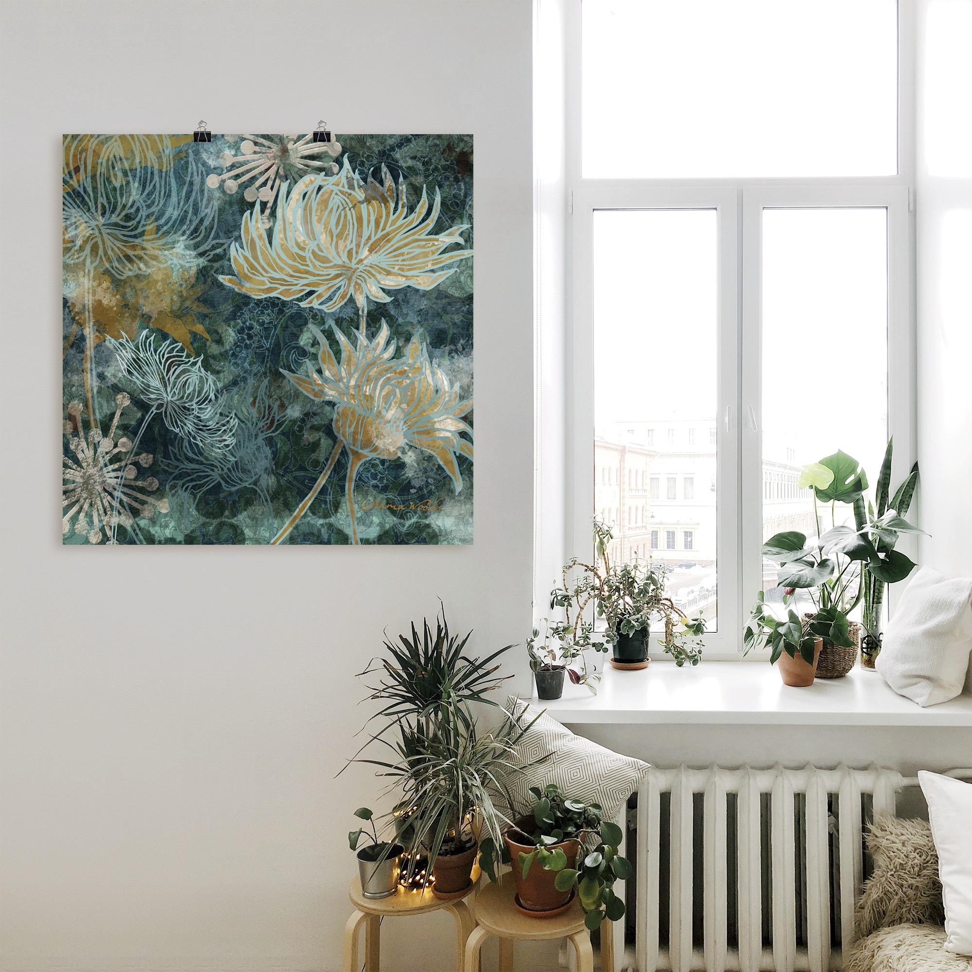 Artland Wandbild »Blaue Chrysanthemen I«, Blumen, (1 St.), als Alubild, Outdoorbild, Leinwandbild, Poster, Wandaufkleber