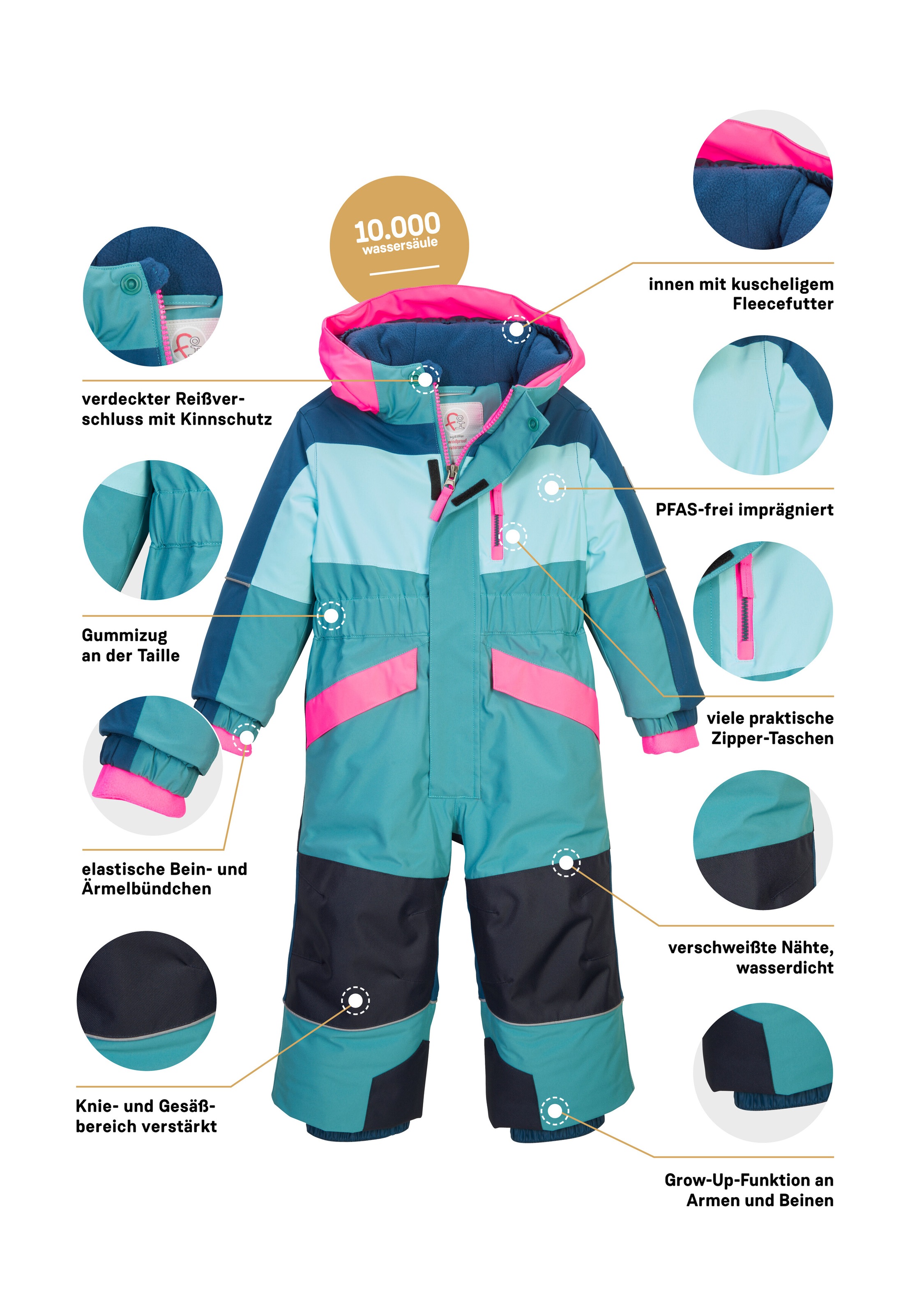 first instinct by killtec Overall »FISW 47 MNS ONPC« Warm gefütterter, wind- u. wasserdichter Schneeanzug, Grow-Up-Funktion