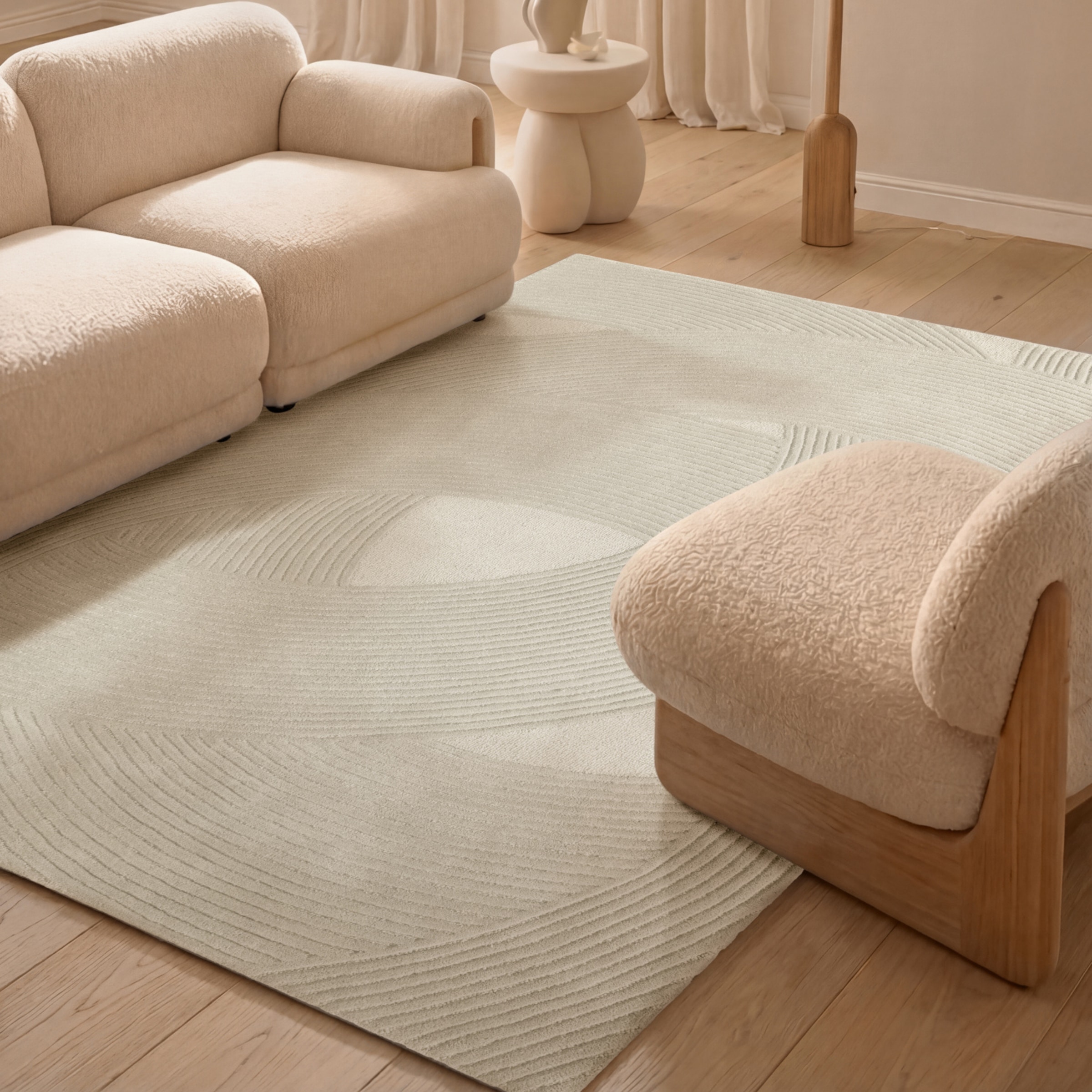 Ted Baker Wollteppich »Teppich Wollteppich Victoria« rechteckig 18 mm Höhe Naturteppich Wolle, Hoch-Tief-Design, Wohnzimmer, Schlafzimmer