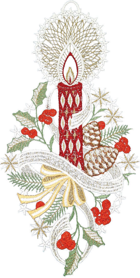 W. Reuter & Sohn - Plauener Spitze Fensterbild "Kerze" Made in Germany günstig online kaufen