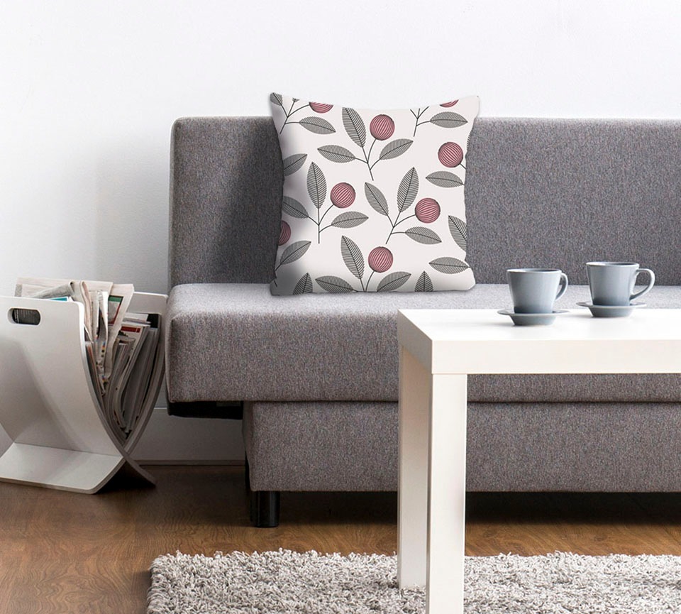 queence Dekokissen »Billie«, Kissenhülle,Kleine Zweige,Minimalistisch,Weiß, günstig online kaufen