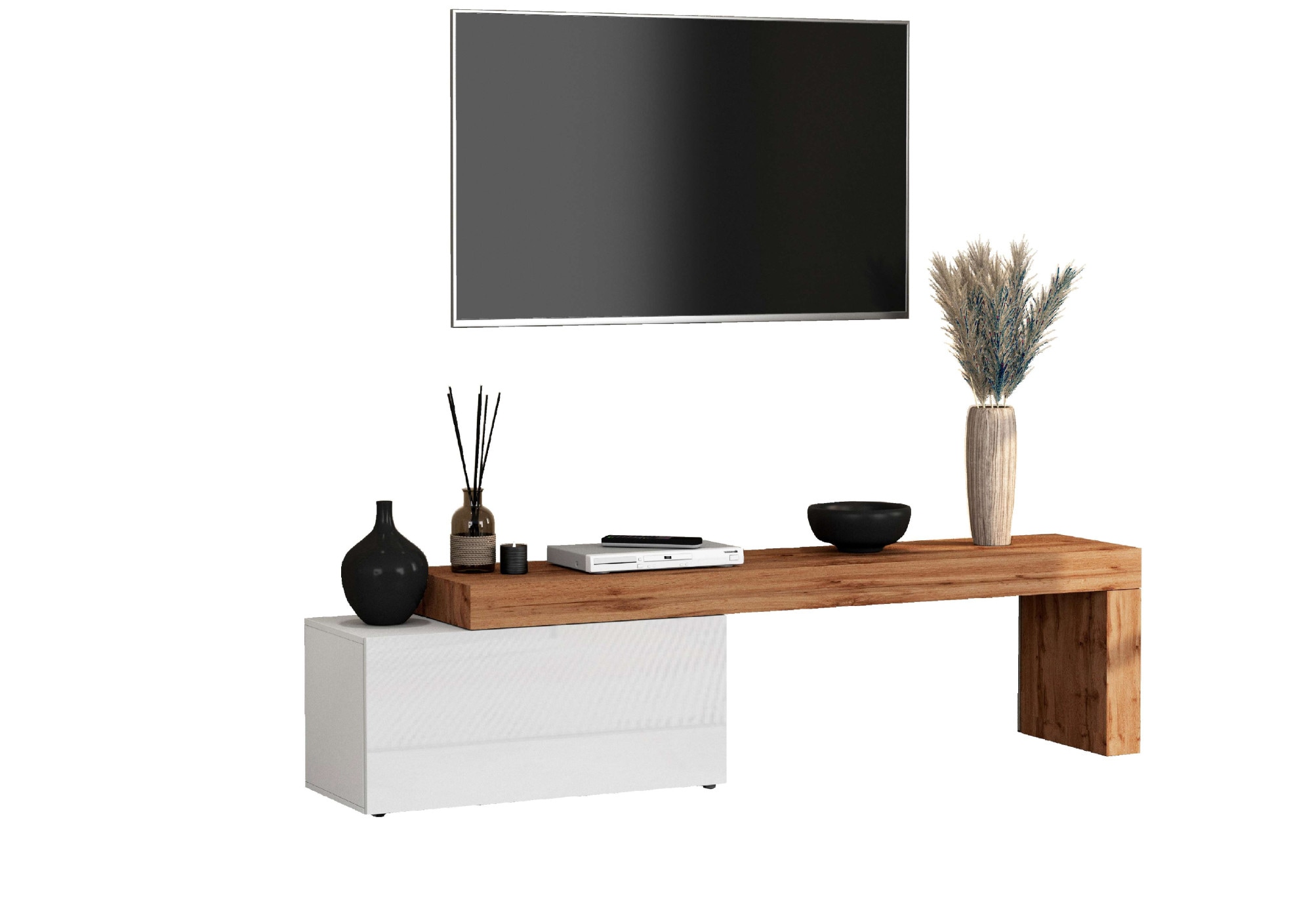 INOSIGN Lowboard »Chronos TV-Board, TV-Schrank«, (1 St., Breite verstellbar von 180 bis 260 cm), Breite 220 cm TV-Board,Lowboard,1 Klappe und ein L-Förmiger Aufsatz