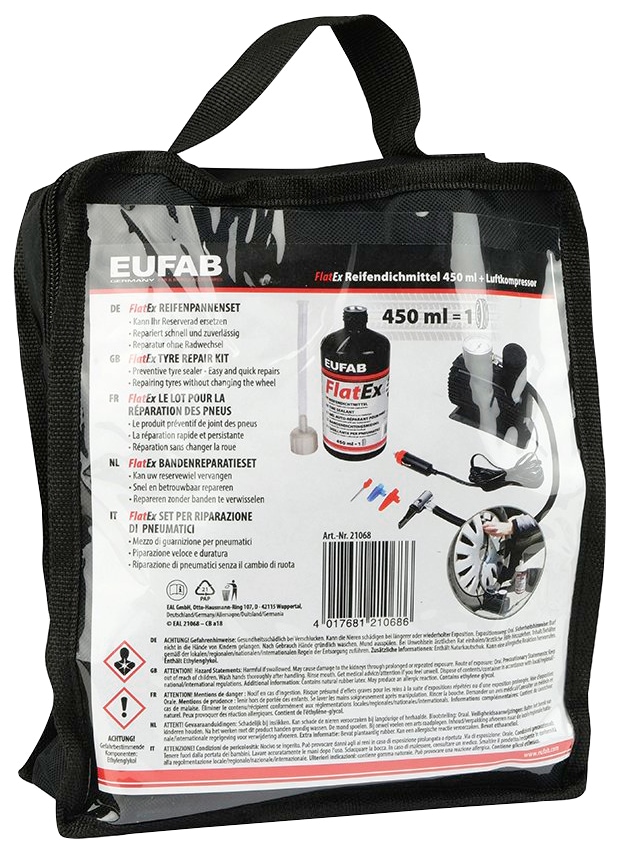EUFAB Reifen-Reparaturset, inkl. Kompressor