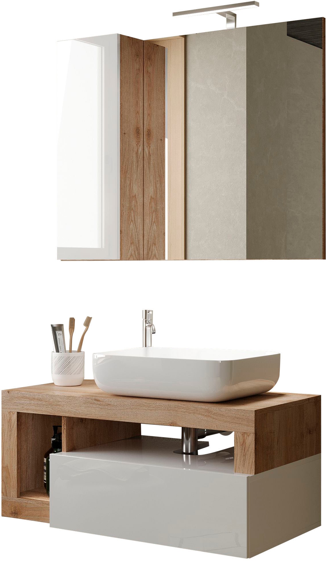 welltime Badmöbel-Set »Hamburg, Badezimmerset 2tlg. Breite 92 cm, Badmöbel, günstig online kaufen