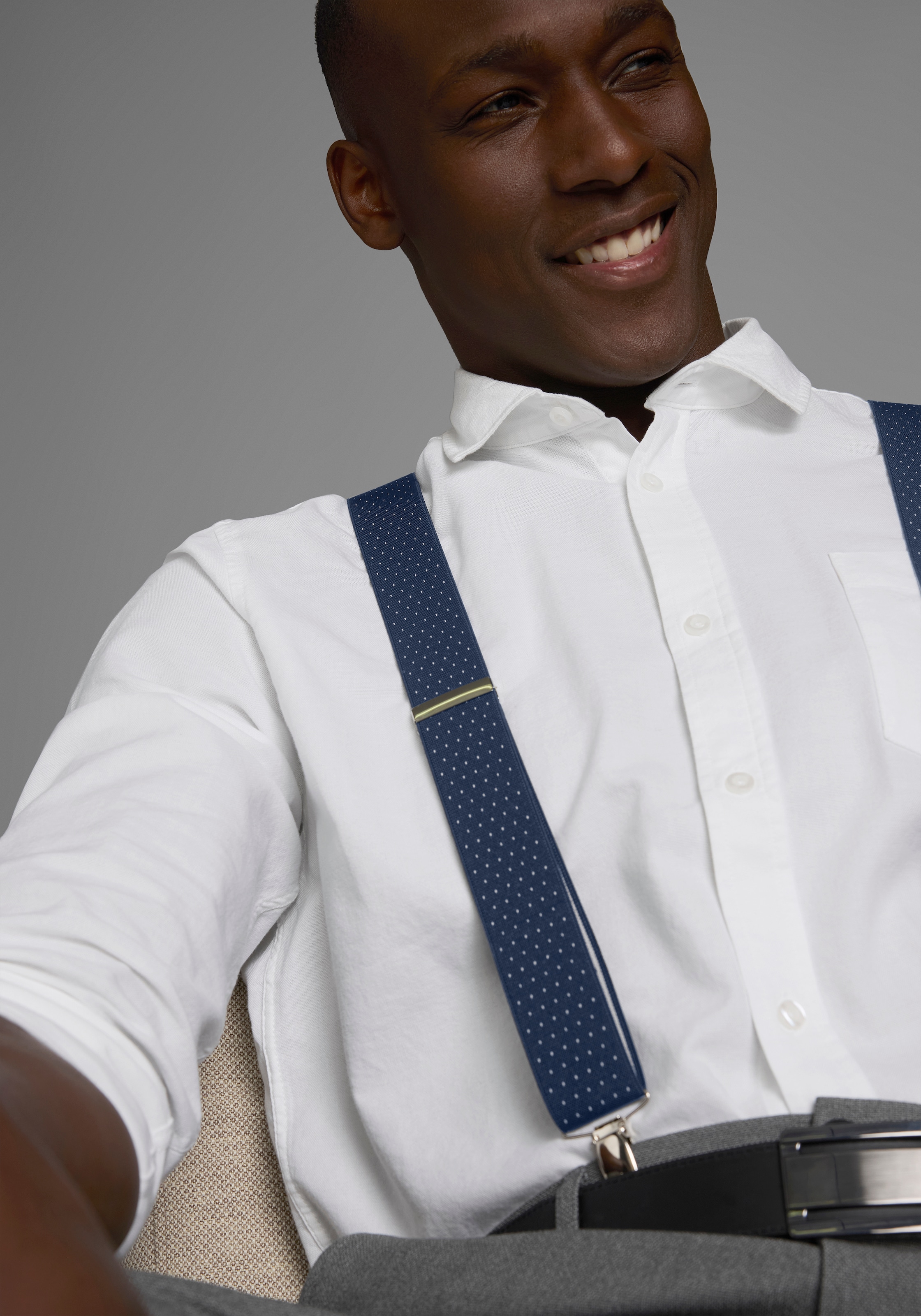 Man's World Hosenträger in bequemer Breite & extra Länge bis 130cm - neue Farbe jeansblau