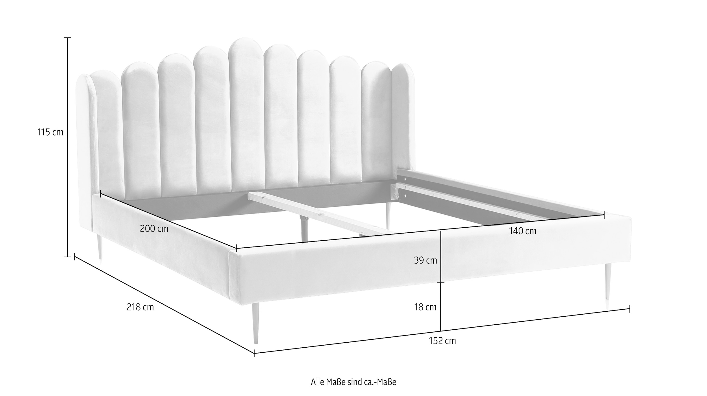 SalesFever Polsterbett »Komfortables Polsterbett für erholsamen Schlaf«, Eleganz trifft Komfort: Samt-Bezug, goldfarbene Metallfüße