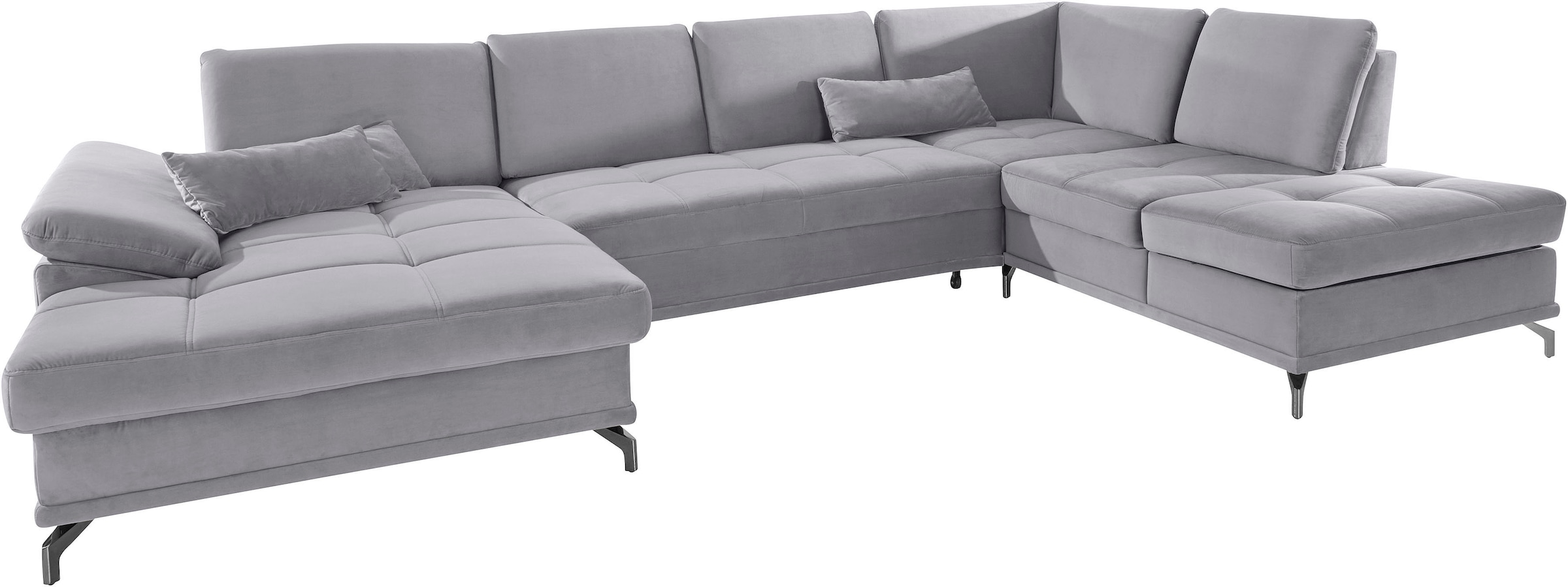 Places of Style Wohnlandschaft »Costello U-Form, mit Sitztiefenverstellung, Armteilverstellung und«, 3 Nierenkissen, optional Bettfunktion und Bettkasten