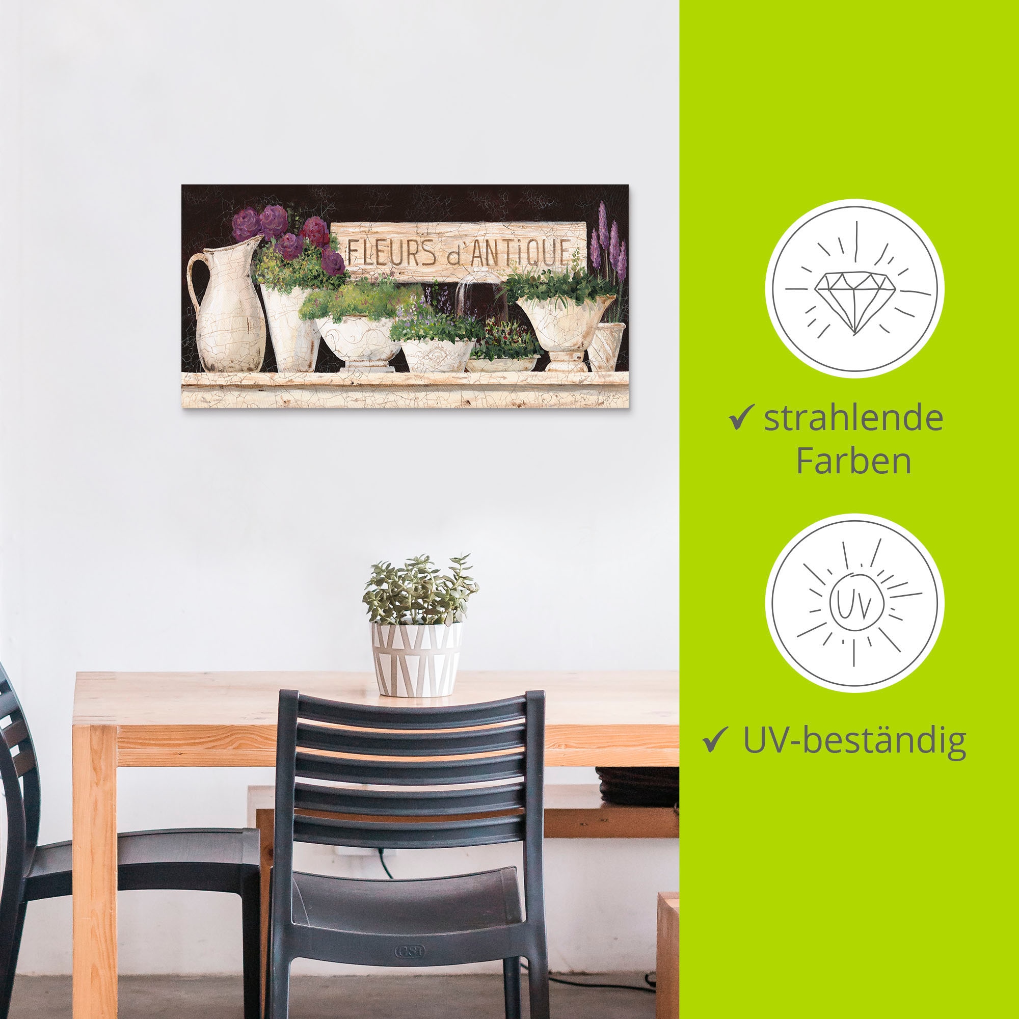 Artland Wandbild »Antike Blumen«, Vasen & Töpfe, (1 St.), als Alubild, Outdoorbild, Leinwandbild, Poster, Wandaufkleber