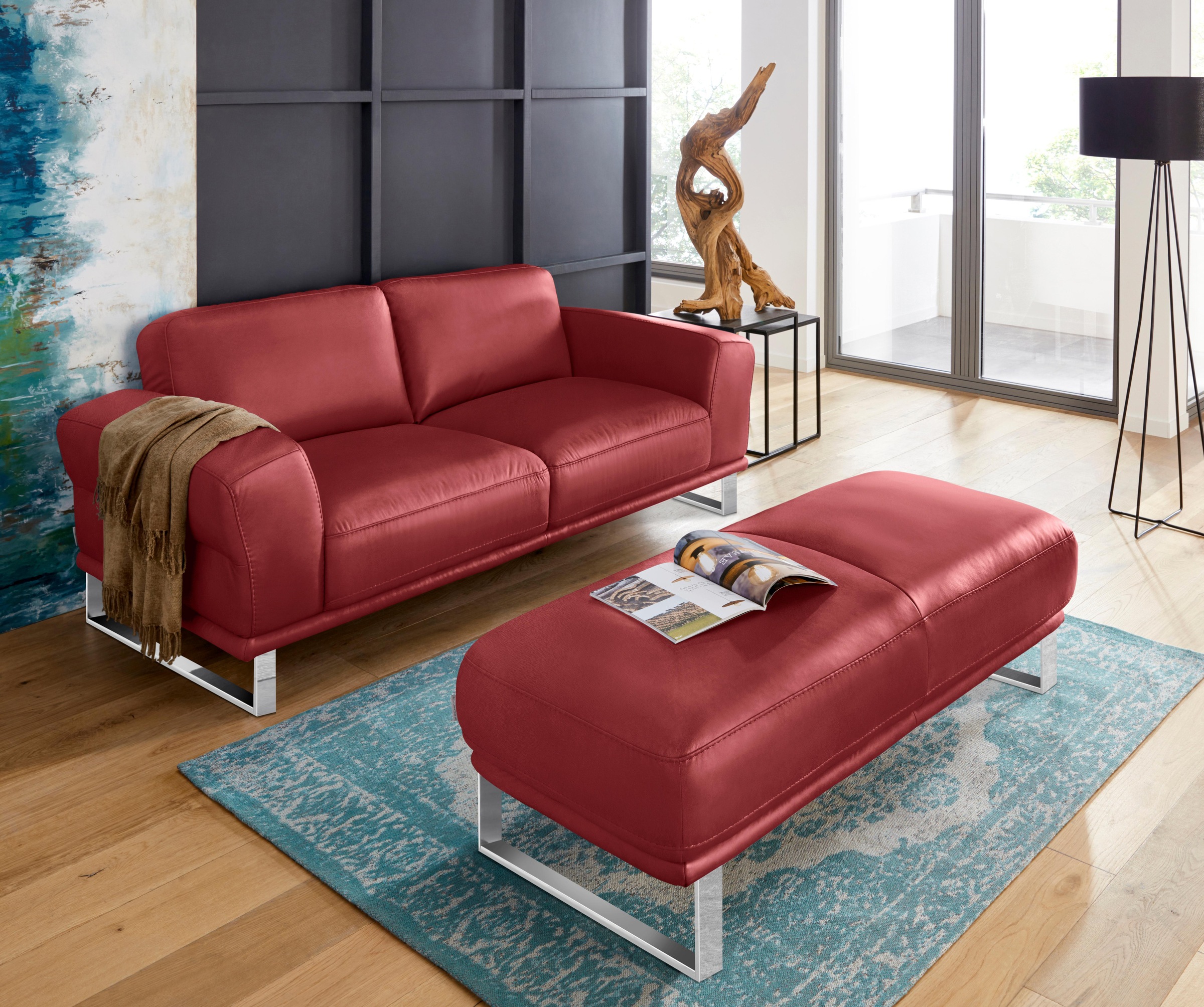 W.SCHILLIG Hocker »montanaa«, mit Metallkufen in Chrom glänzend, Breite 141 cm