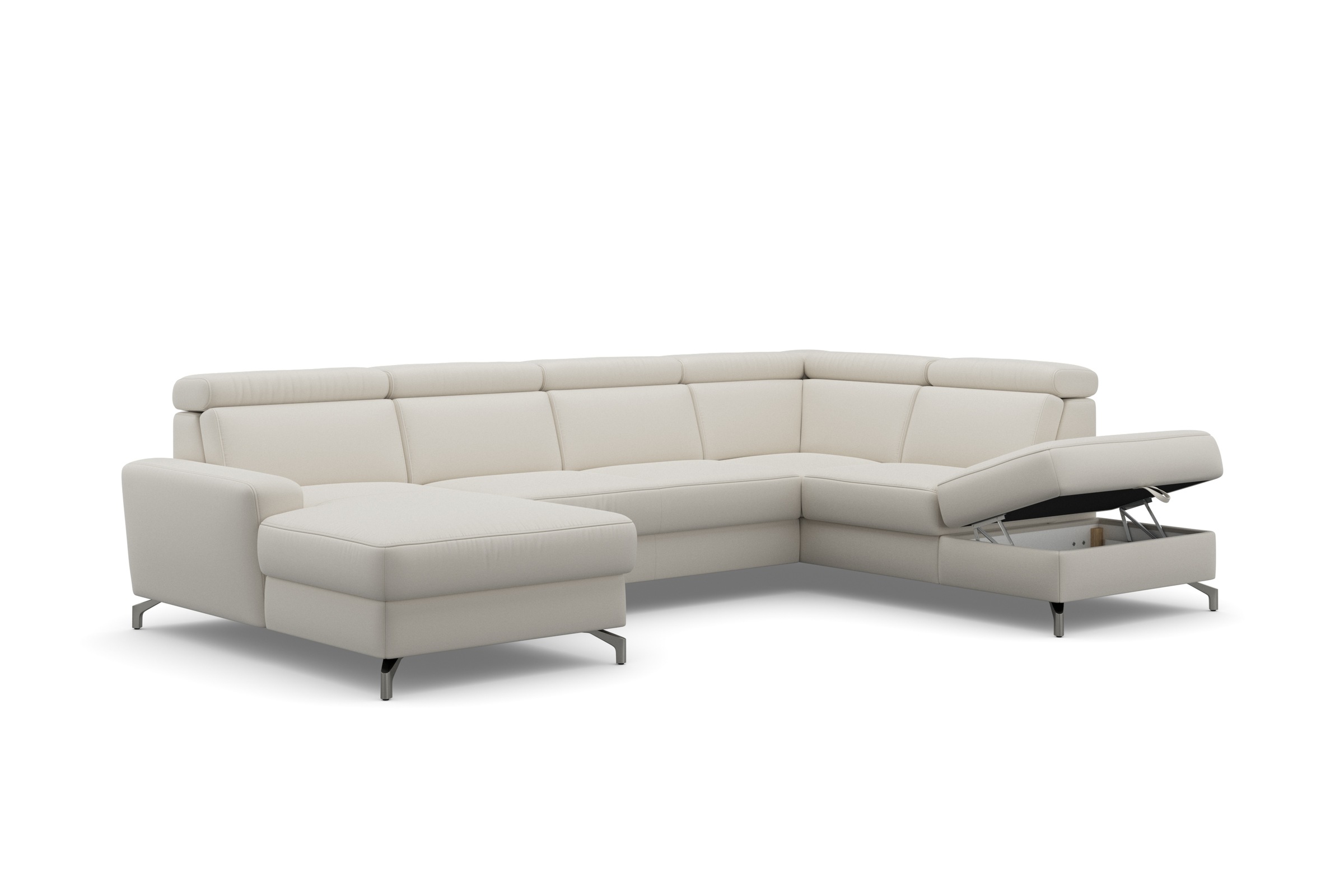 sit&more Wohnlandschaft »Scarlett U-Form«, inklusive Kopfteilverstellung, wahlweise mit Bettfunktion, Bettkasten