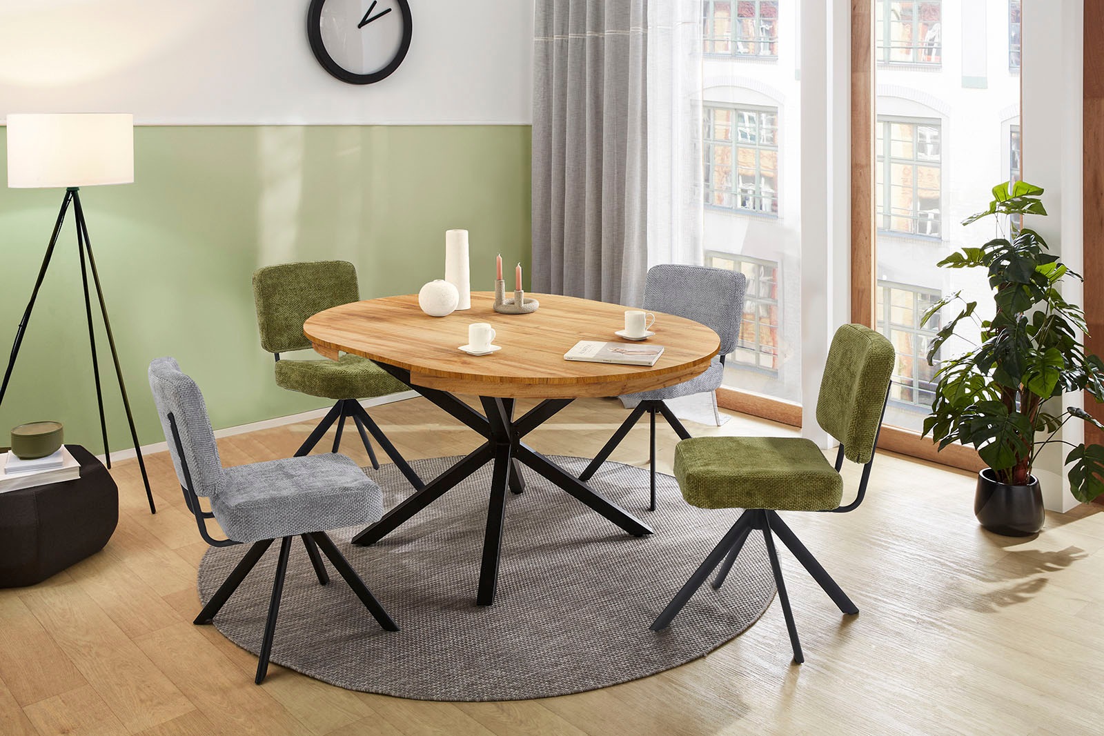 Jockenhöfer Gruppe Drehstuhl »Gloria (Set, 4 St.)«, (Set), 4 St., Chenille, Inklusive Drehfunktion (360°), Taschenfederkern, Chenille