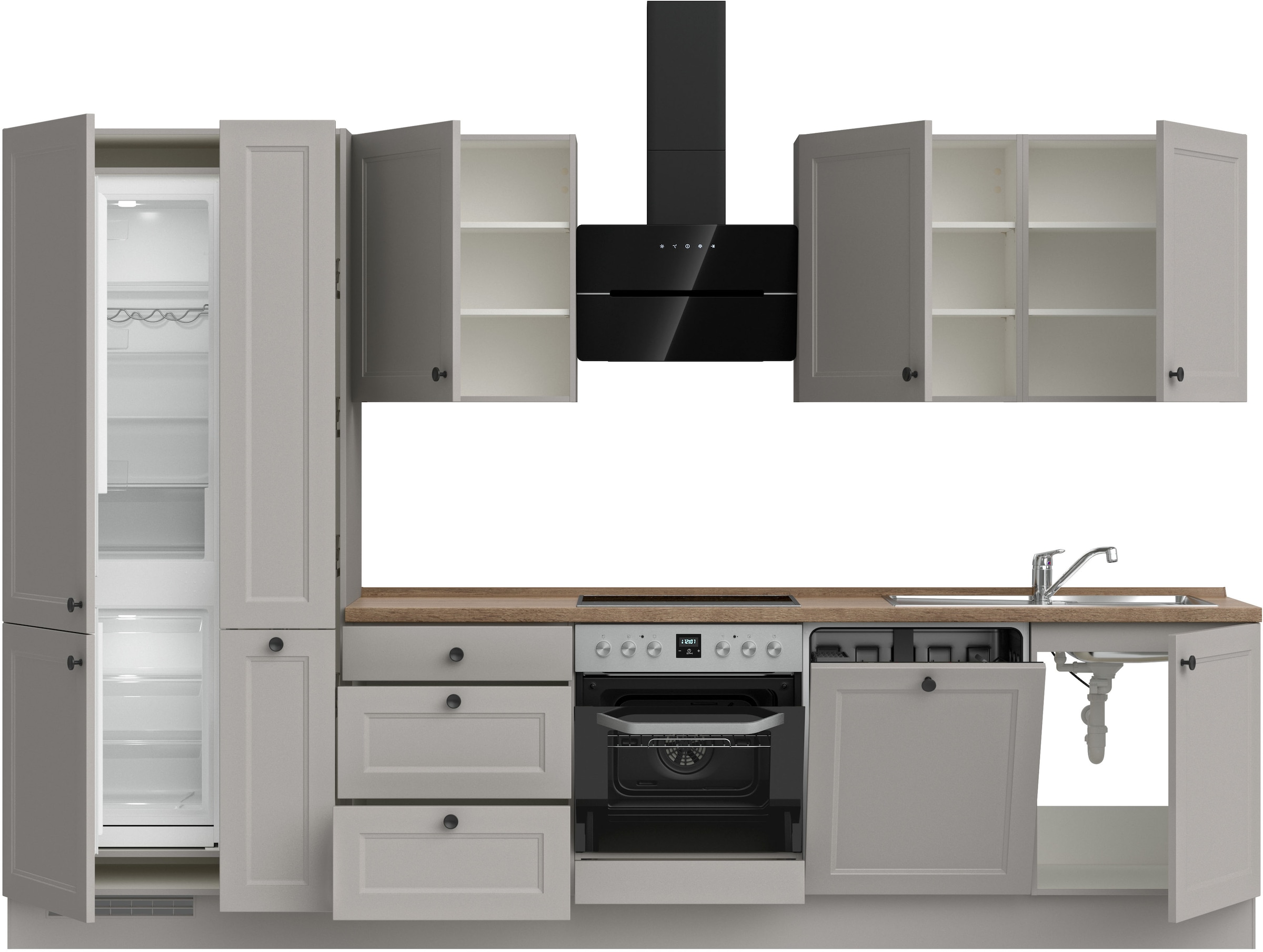 nobilia® Küchenzeile »"Cascada II"«, vormontiert, Breite 330 cm, Ausrichtung wählbar, wahlw. mit E-Geräten