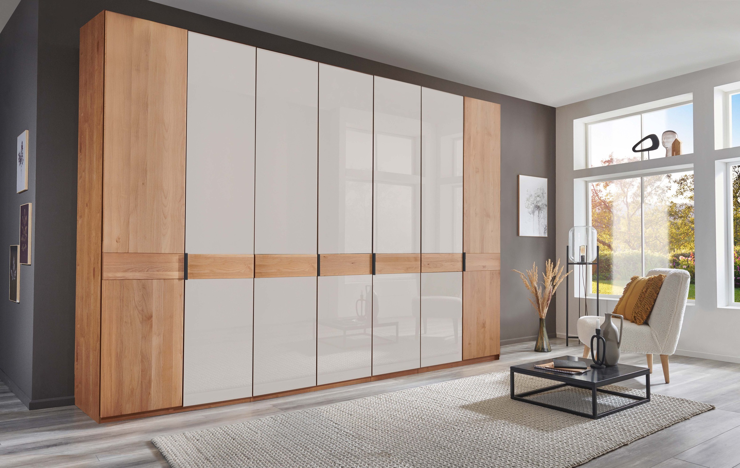WIEMANN Kleiderschrank "Cardiff, Massivholztüren in Kombination mit Glas- o günstig online kaufen