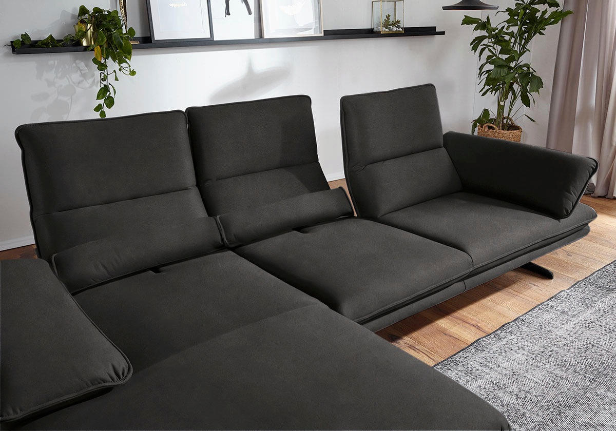 W.SCHILLIG Ecksofa »broadway, Designsofa mit tollem Sitzkomfort«, Sitztiefenverstellung, Kopfteil- & Seitenteilverstellung, Breite 291cm