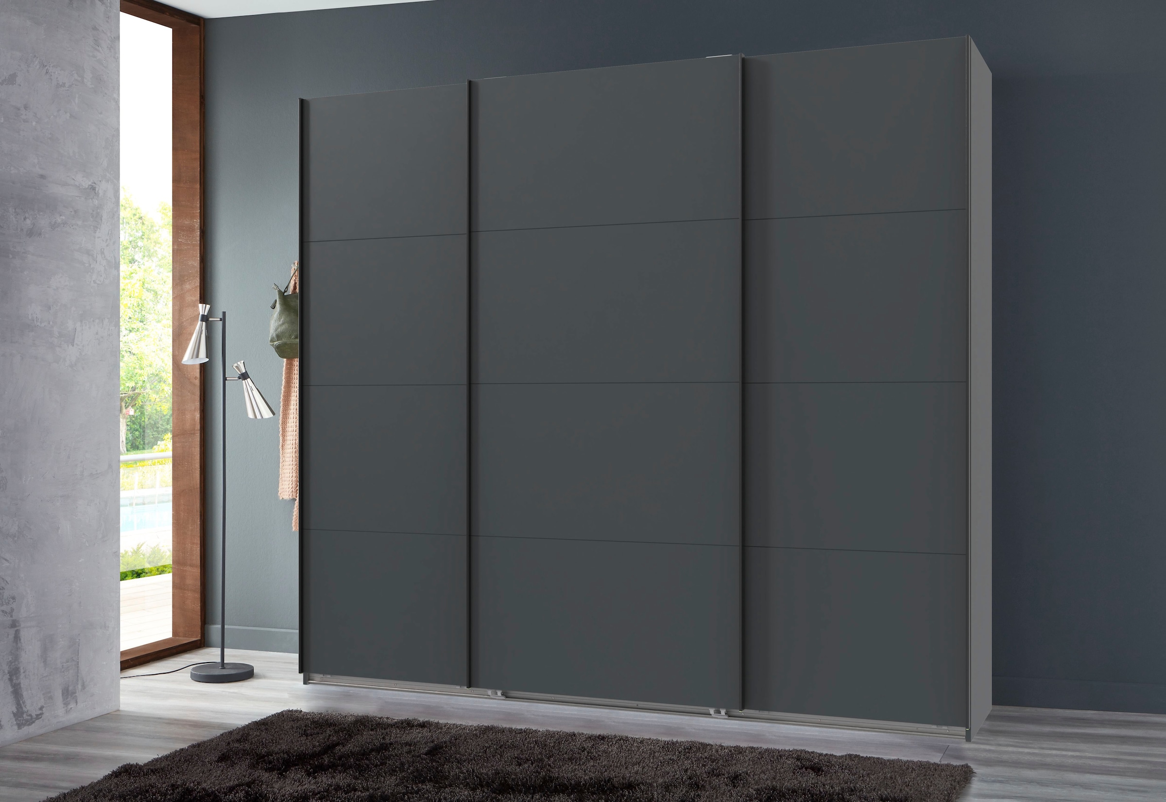 Wimex Schwebetürenschrank »Mugano, Made in Germany, Lieferung bis in Deine Etage und Stellort«, (wähle Deine Ausstattung: Basic oder Premium!), 3 Schwebetüren, große Größen, mit oder ohne Spiegel, Metallgriffe
