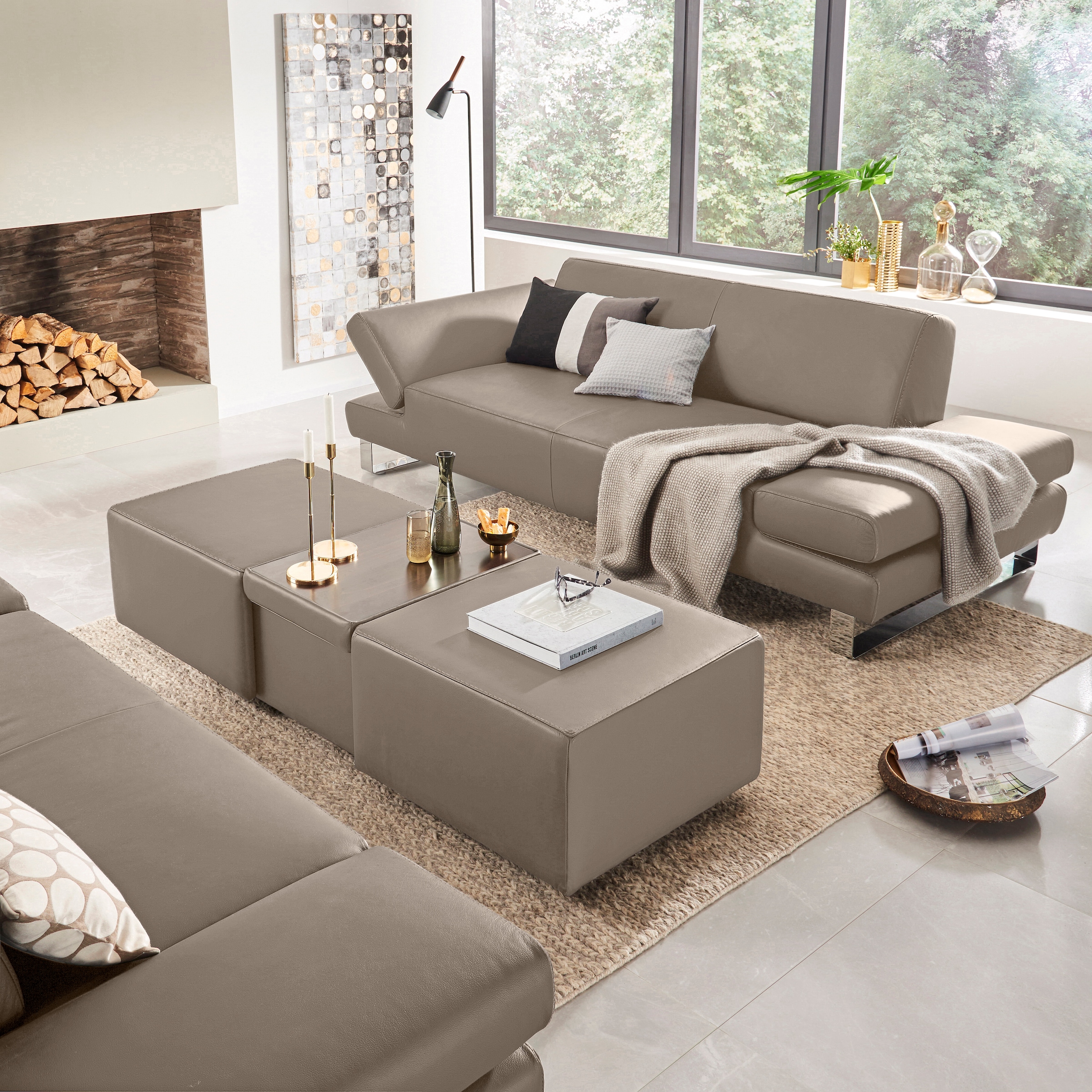 W.SCHILLIG 2-Sitzer »taboo Designsofa mit hohem Sitzkomfort«, mit Übertiefe, inklusive Armlehnenverstellung, mit Kontrastnaht
