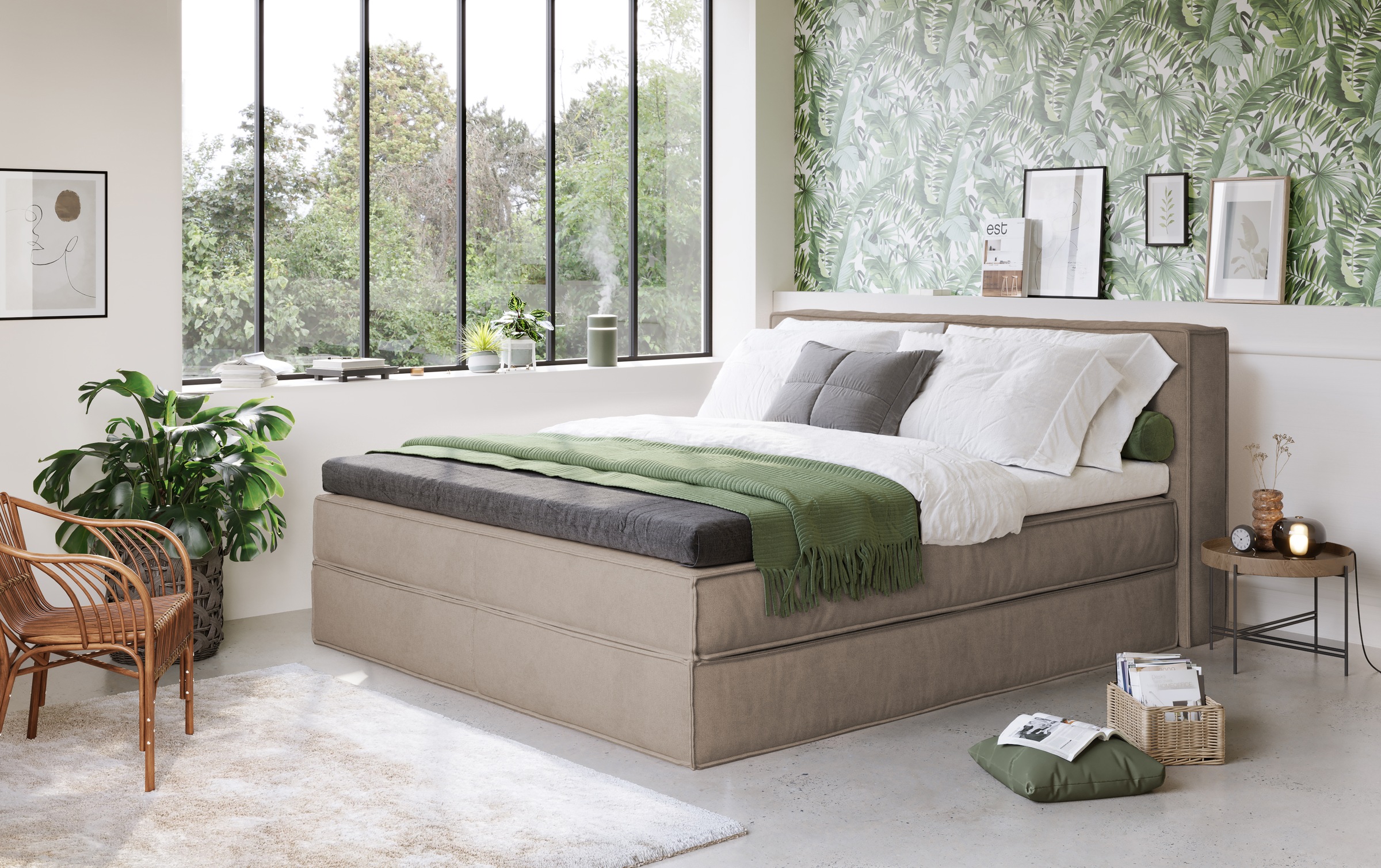 Home affaire Boxspringbett »Sacy«, Boxbett inkl. Topper, 2 Matratzen, Härtegrade H2, H3 und H4 wählbar
