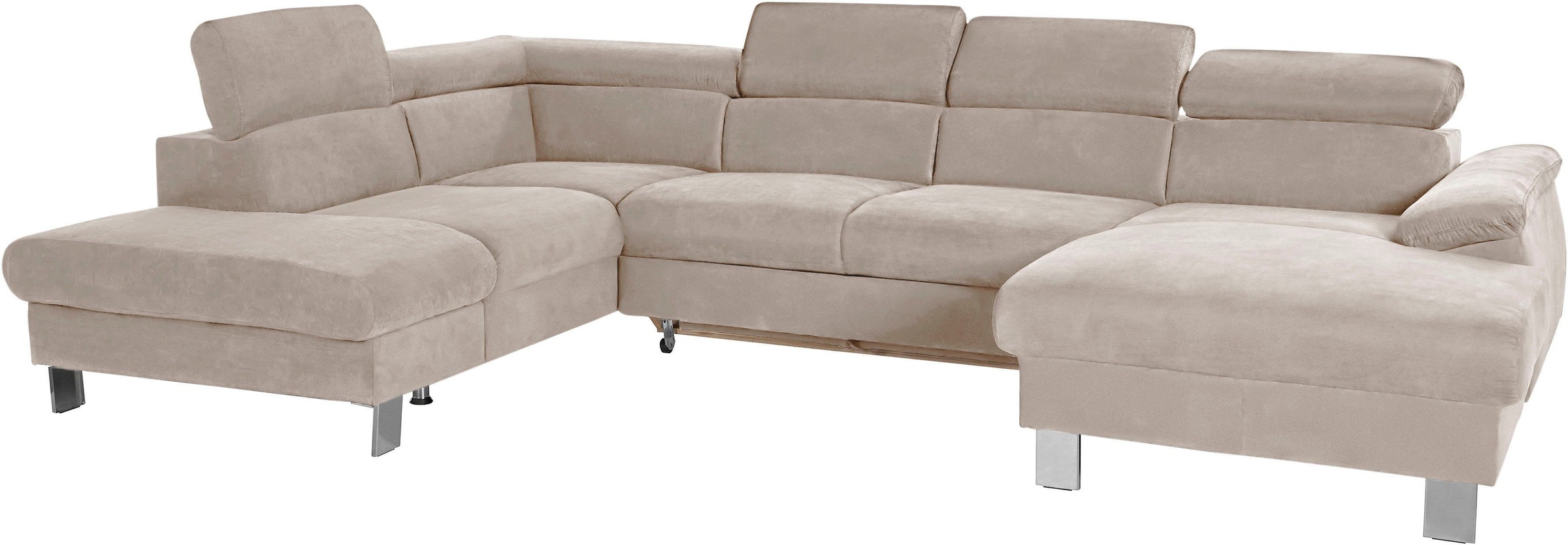 COTTA Polstergarnitur »Komaris U-Form«, (Set), Set bestehend aus: Wohnlandschaft mit Kopfteilverstellung & Hocker